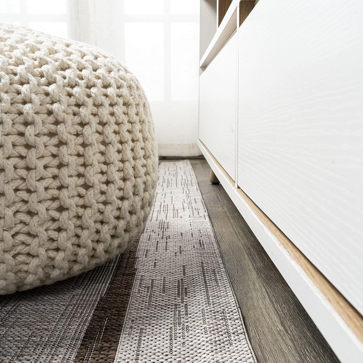 3'x5' Colonia Berber Stripe Indoor/Outdoor Area Rug, Beige/Brown - JONATHAN Y