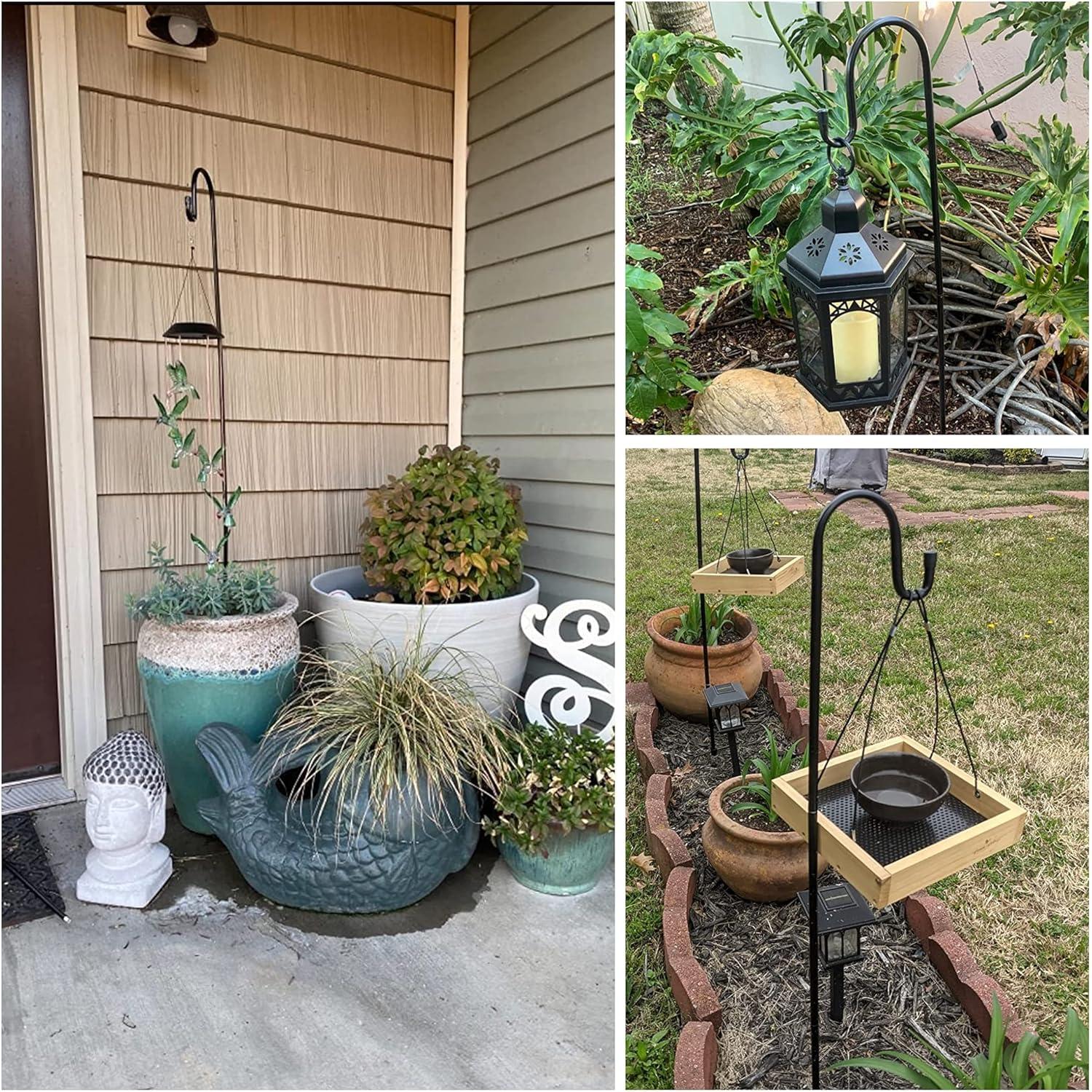 Shepherd-Hooks Adjustable for Bird-Feeder Lantern Plant-Hook Garden-Stake - Plant Stand Hanger for Outdoor Flower Basket, Bird Feeder Hanger Weddings Decor 2 45 Inch