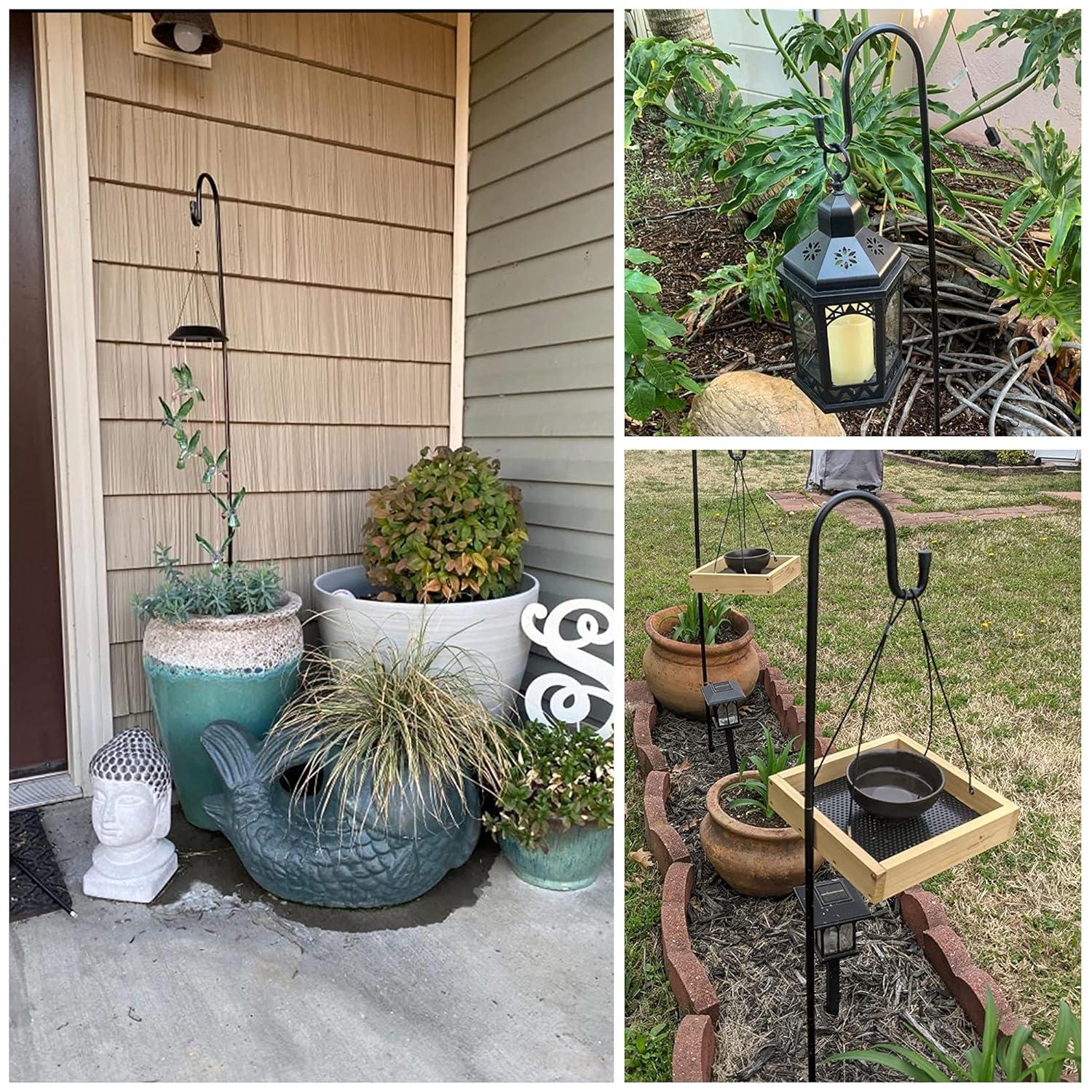 Shepherd-Hooks Adjustable for Bird-Feeder Lantern Plant-Hook Garden-Stake - Plant Stand Hanger for Outdoor Flower Basket, Bird Feeder Hanger Weddings Decor 2 45 Inch