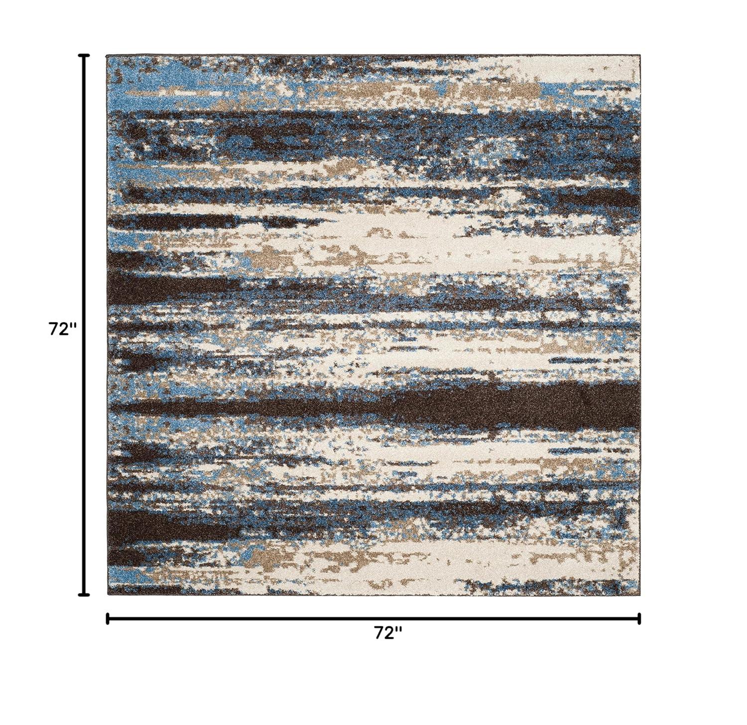 Retro RET2138 Power Loomed Indoor Area Rug - Cream/Blue - 6'x6' - Safavieh.