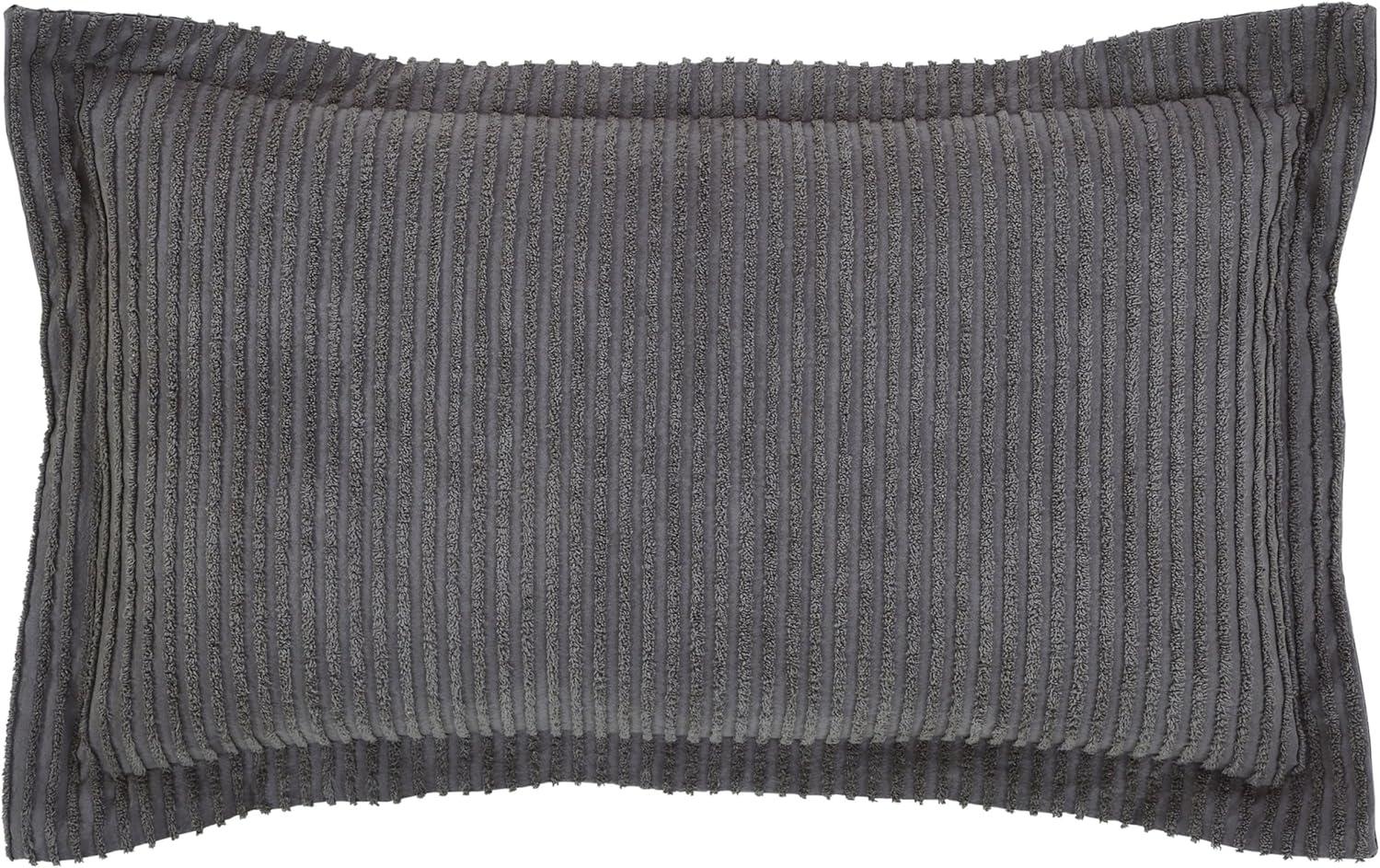 Better Trends Jullian Collection 100% Cotton Tufted Pillow Sham with Stripe Pattern Machine Washable Pillow Cover