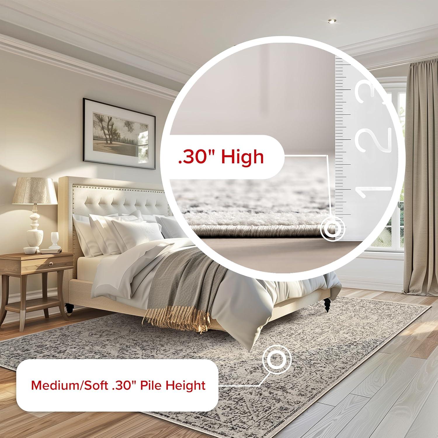Nuloom Minta Medallion 6 Square Indoor Area Rug for Living Room Bedroom Dining Room Kitchen, Grey/Ivory