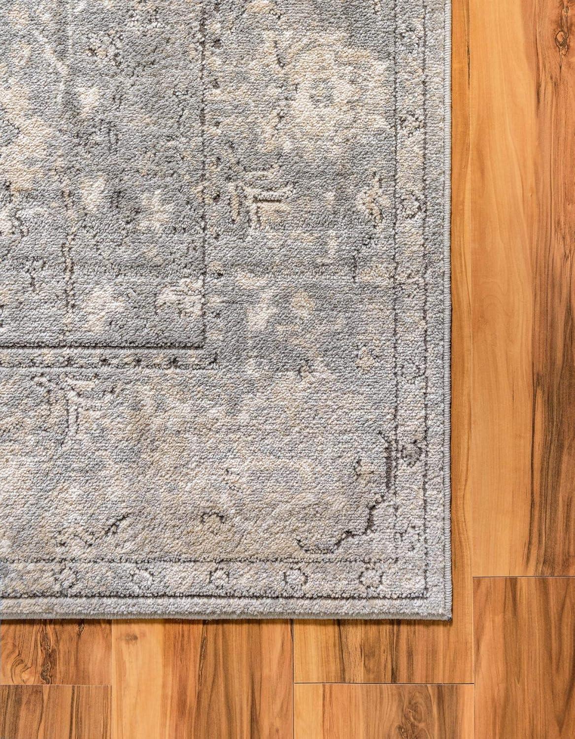 Unique Loom Portland Collection Bohemian Vintage Inspired Tone-on-Tone Design Area Rug (8' 0 x 10' 0 Rectangular, Gray/ Ivory)