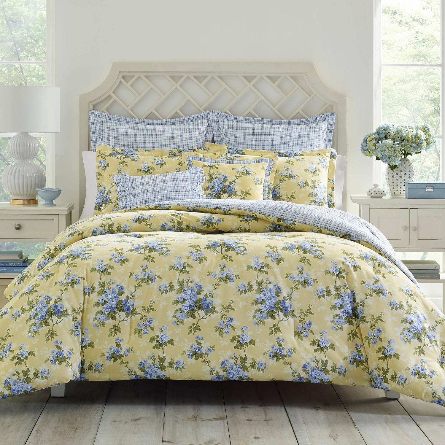 Laura Ashley Laura Ashley Cassidy Floral Yellow Cotton Comforter Bonus Set