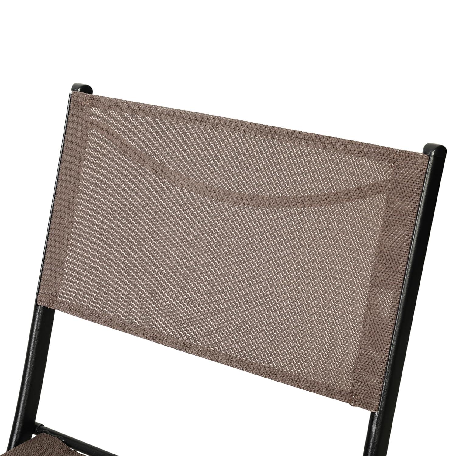 Flash Furniture Brazos Set of 4 Commercial Grade Indoor/Outdoor Folding Chairs with Brown Flex Comfort Material Backs and Seats and Black Metal Frames
