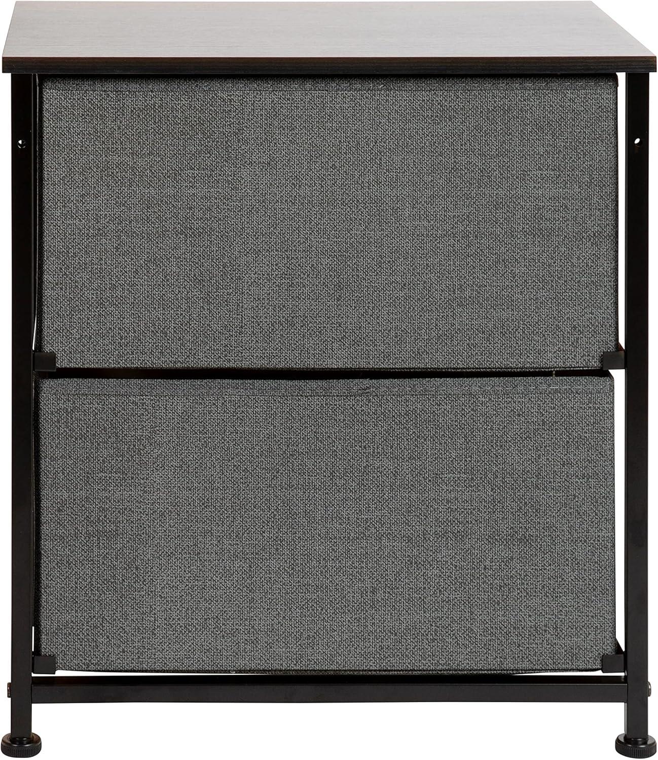 Malone 2 Drawer Storage Stand with Wood Top & Fabric Pull Drawers