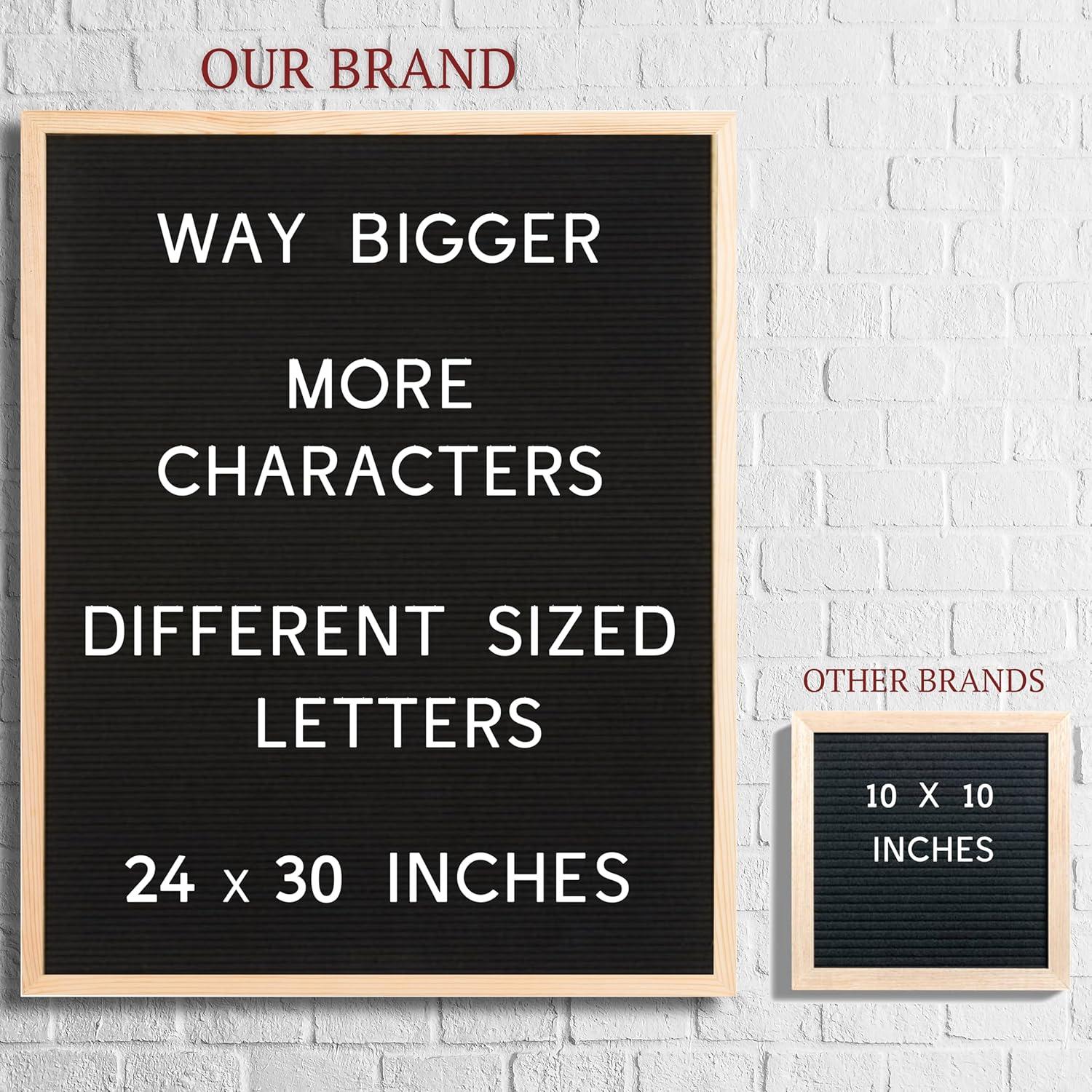 Extra Large MENU BOARD Letter Board 24x30 by Majestick Goods | Black Felt Giant Letter Board | Oak Frame Letterboard Menu for Restaurant w/Changeable Letters and Numbers Salon Price List Board (BN 2)