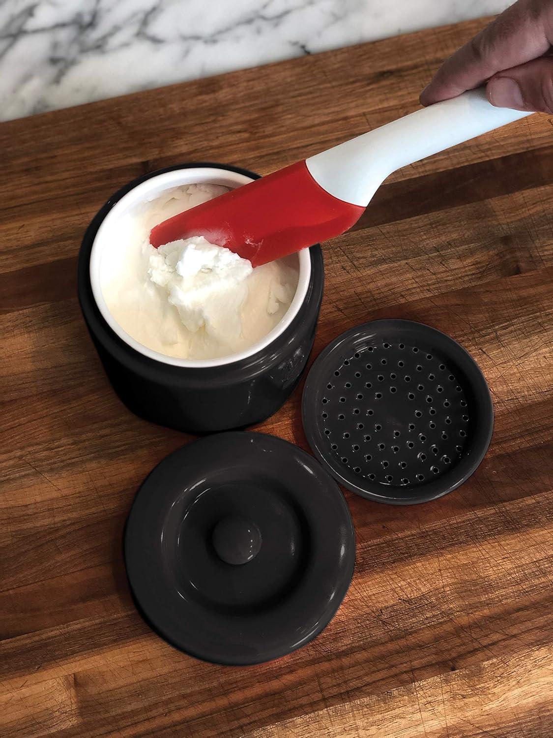 Fox Run Grease Container, Matte Black Ceramic, 4 cup capacity