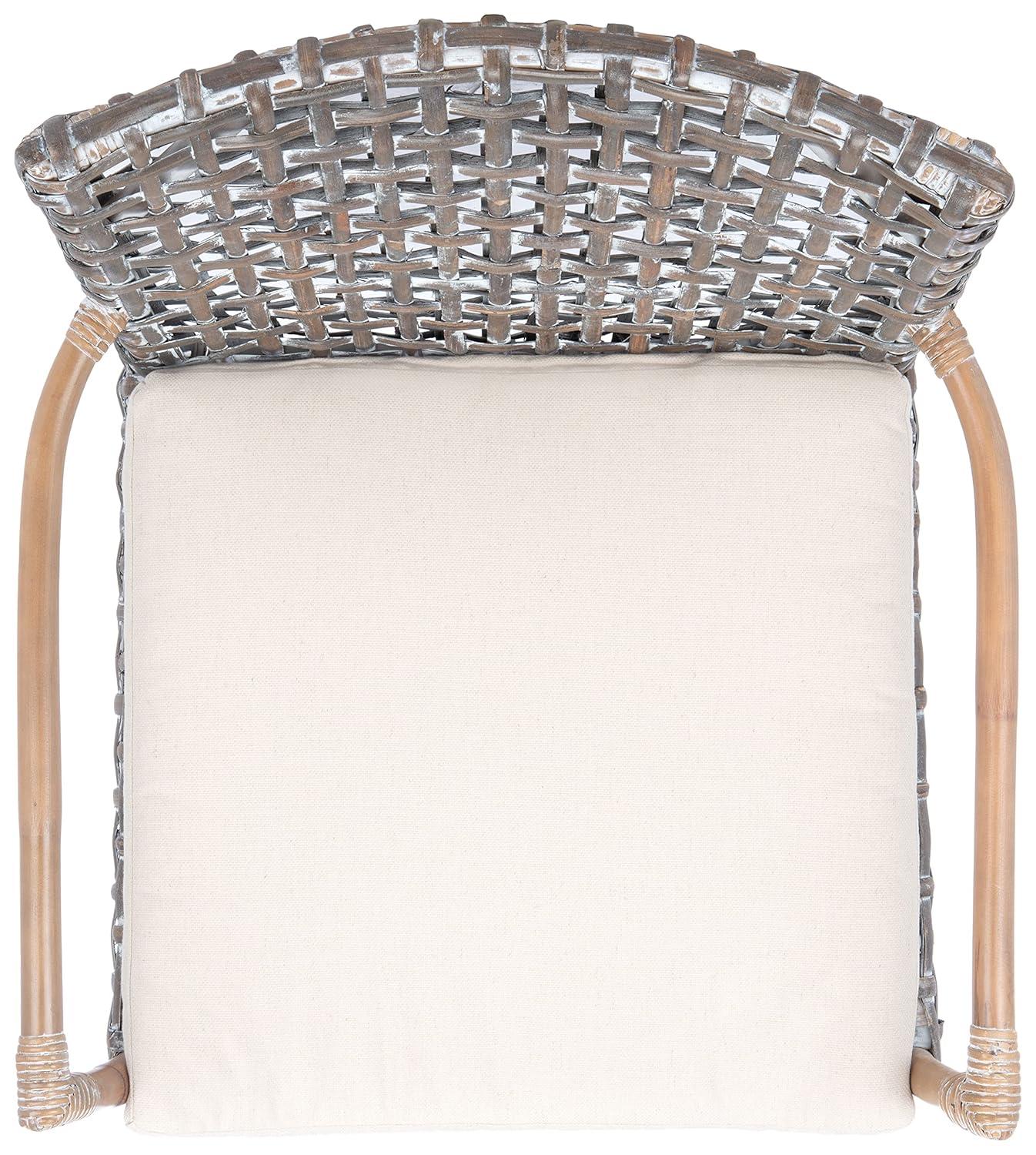 Collette Rattn Accent Chair W/ Cushion - ACH6515 - White/White Washed - Safavieh