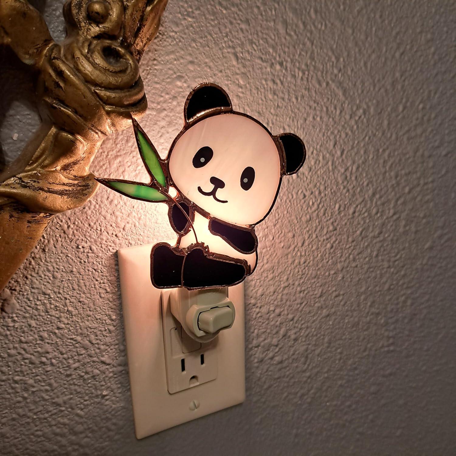 Gift Essentials Night Light Stained Glass White Panda Nightlight Incandescent Light Bulb