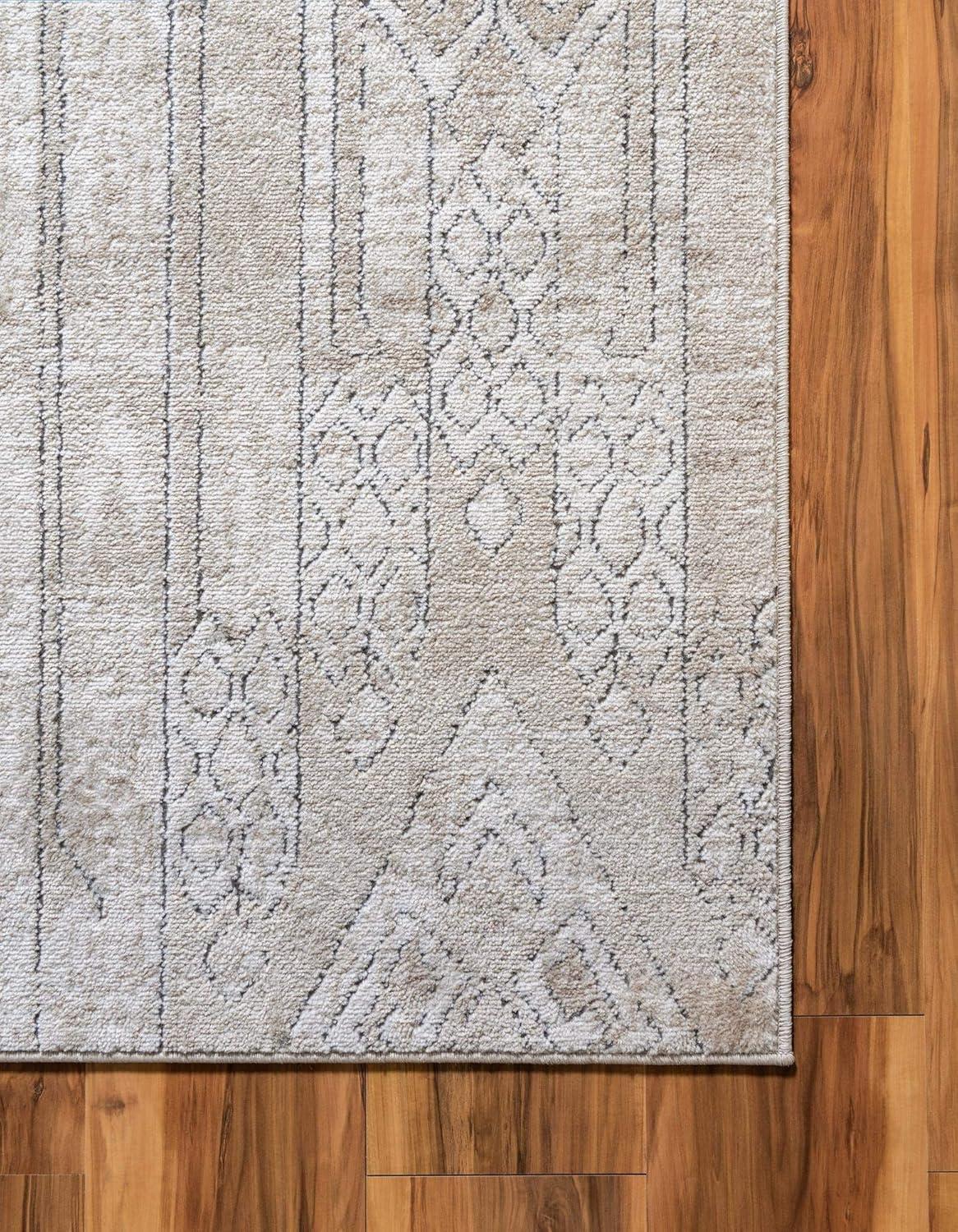 Rugs.com Oregon Collection Rug – 8 Ft Square Ivory Low-Pile Rug Perfect For Living Rooms, Kitchens, Entryways