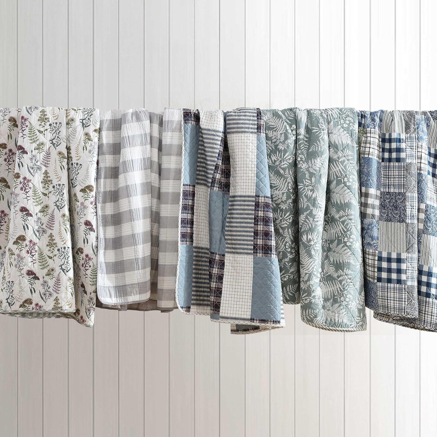 Eddie Bauer Eddie Bauer Flower Field Cotton Reversible Green Quilt Set