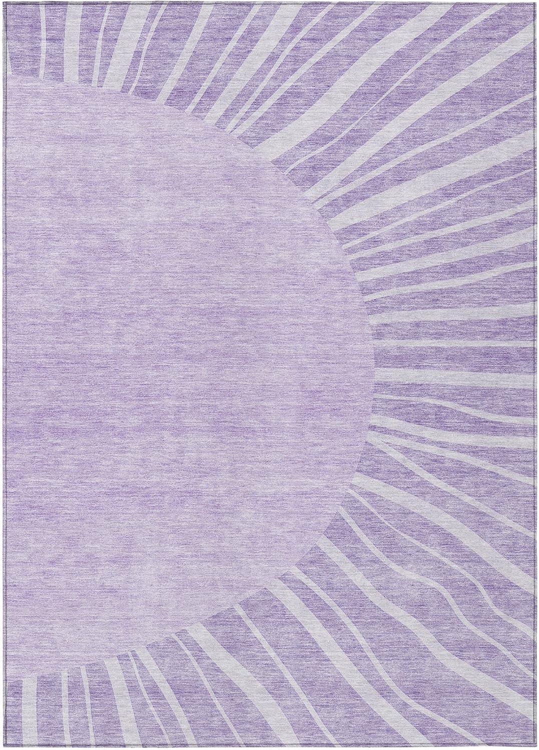 Lavender Abstract Synthetic 3' x 5' Indoor Outdoor Area Rug