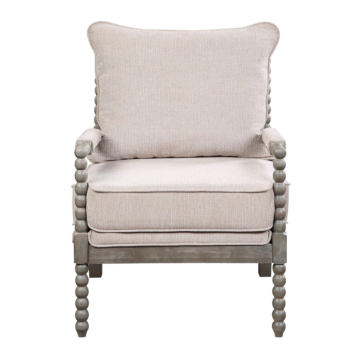 OSP Home Furnishings Abbott Chair in Linen Fabric with Brushed Grey Base K/D