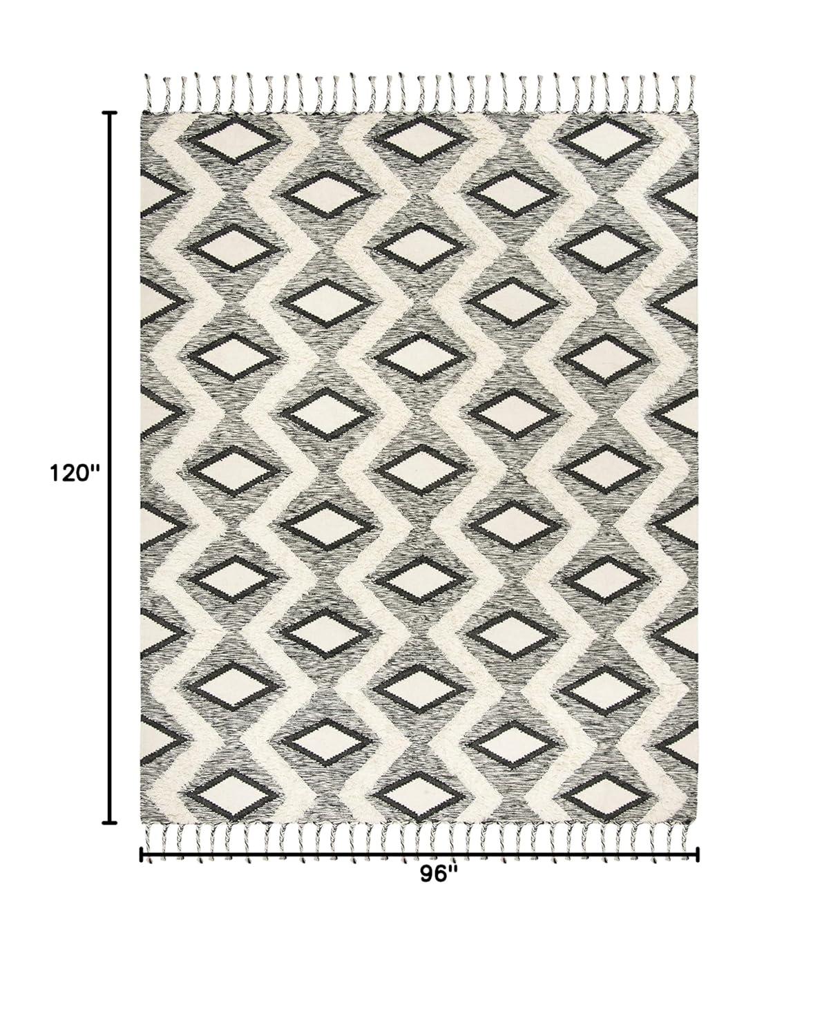Kenya KNY908 Hand Knotted Area Rug - Black/Ivory - 8'x10' - Safavieh