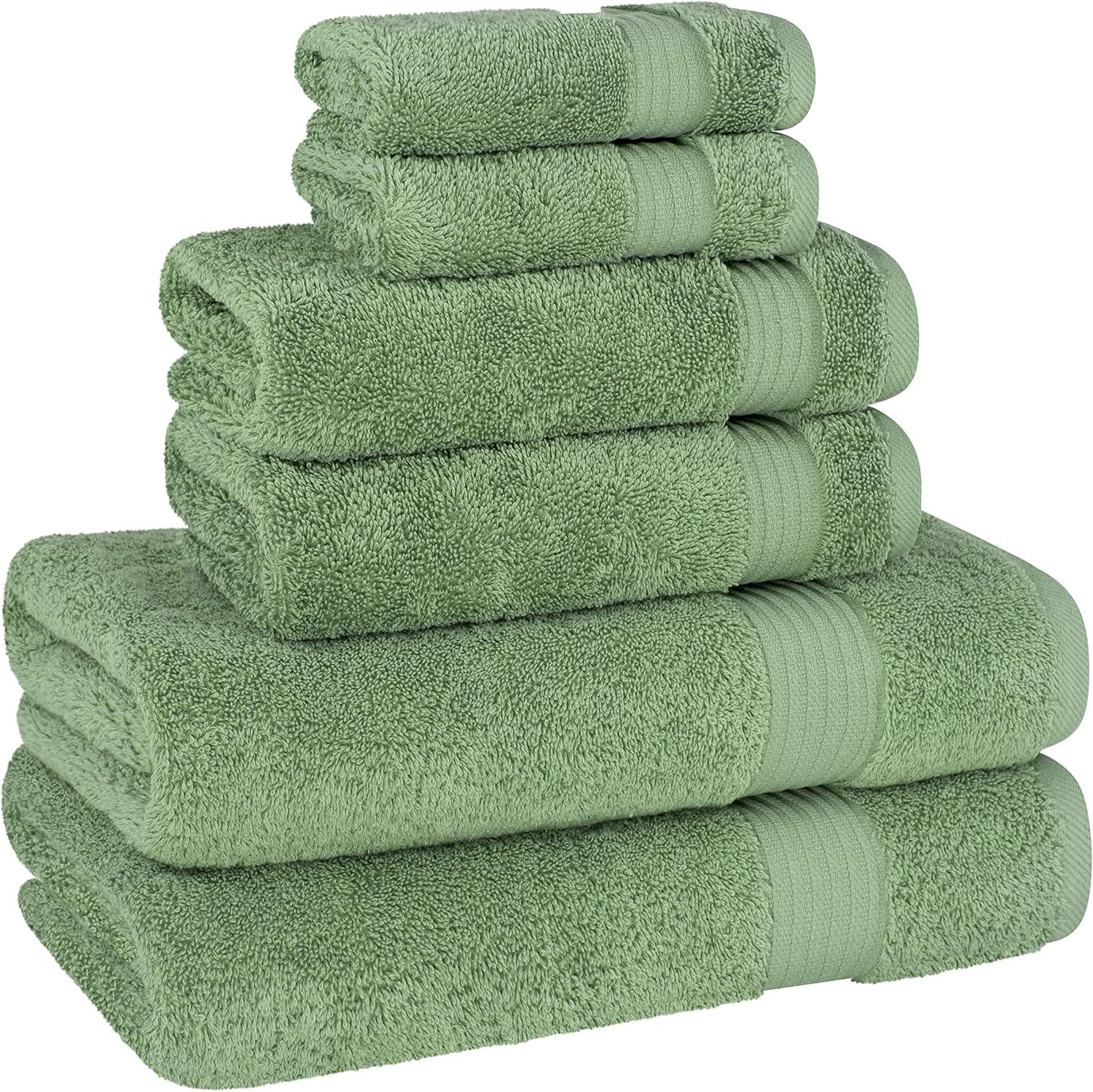 Sage Green Turkish Cotton 6-Piece Towel Set