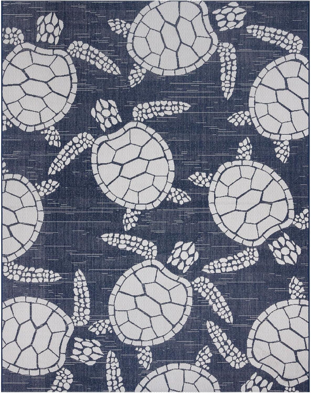 Paseo Tortue Sea Turtle Polypropylene Flatweave Indoor/ Outdoor Area Rug