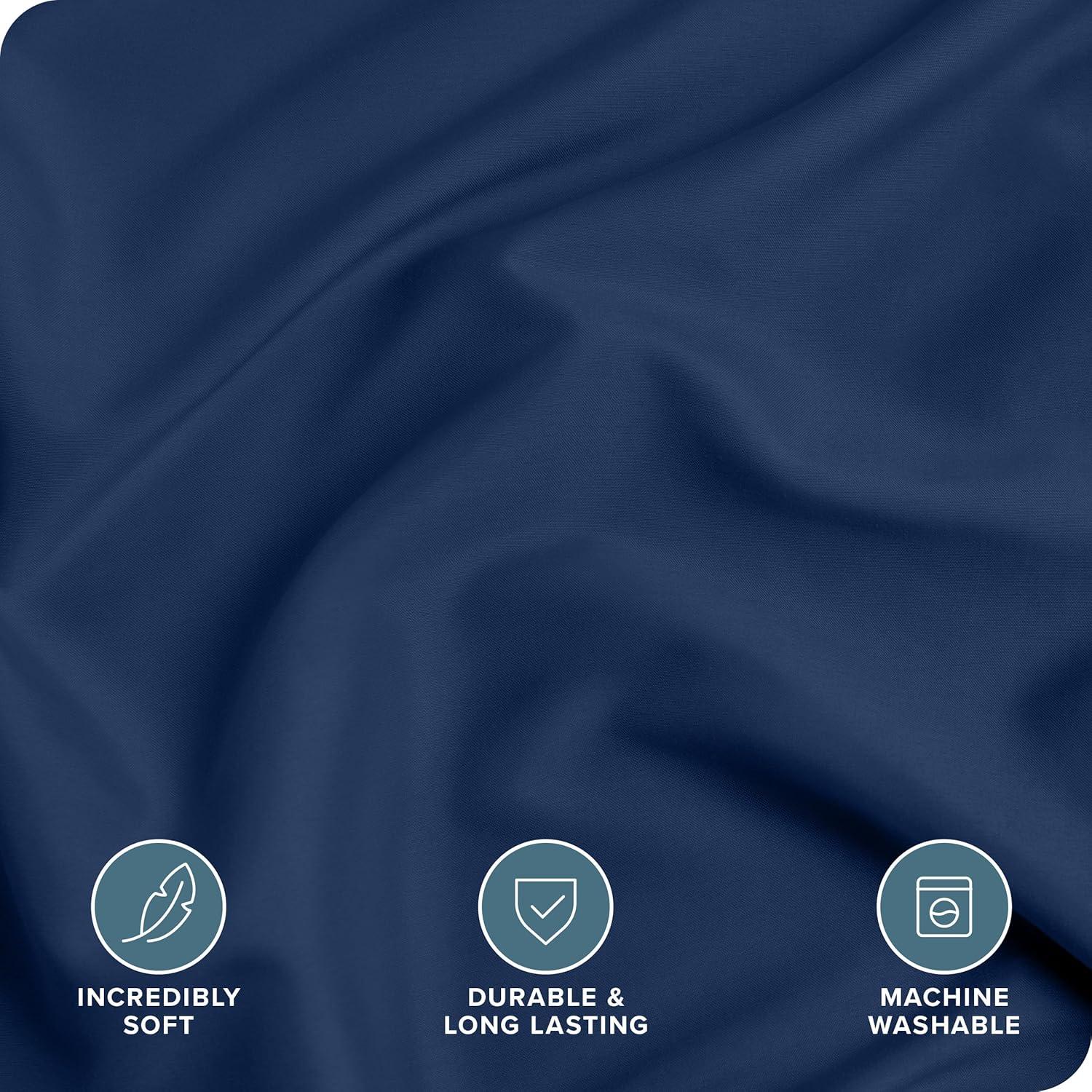 Oversized Queen Dark Blue Double Brushed Duvet Cover Set by Bare Home