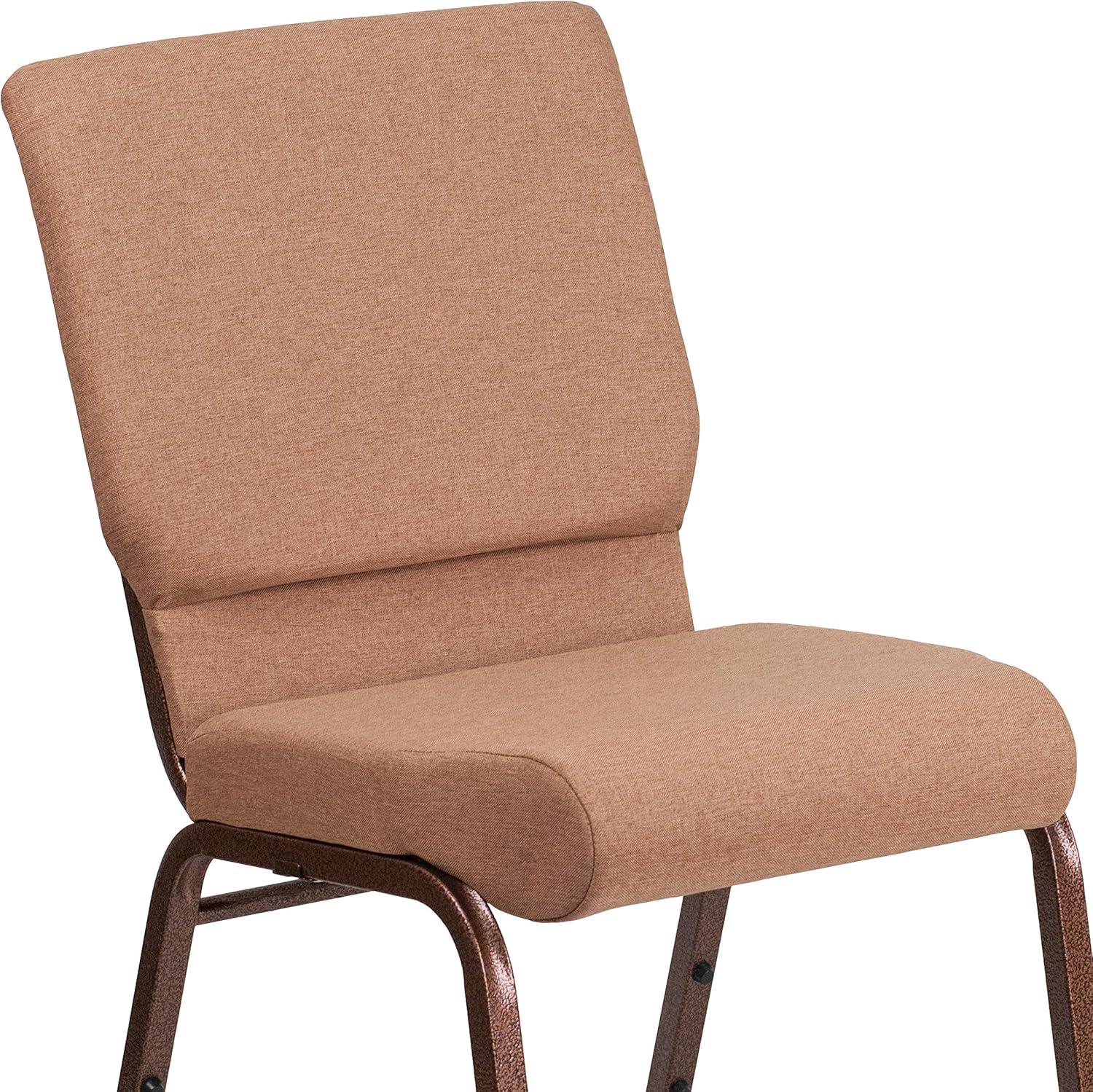 Flash Furniture HERCULES Series 18.5''W Stacking Church Chair in Caramel Fabric - Copper Vein Frame
