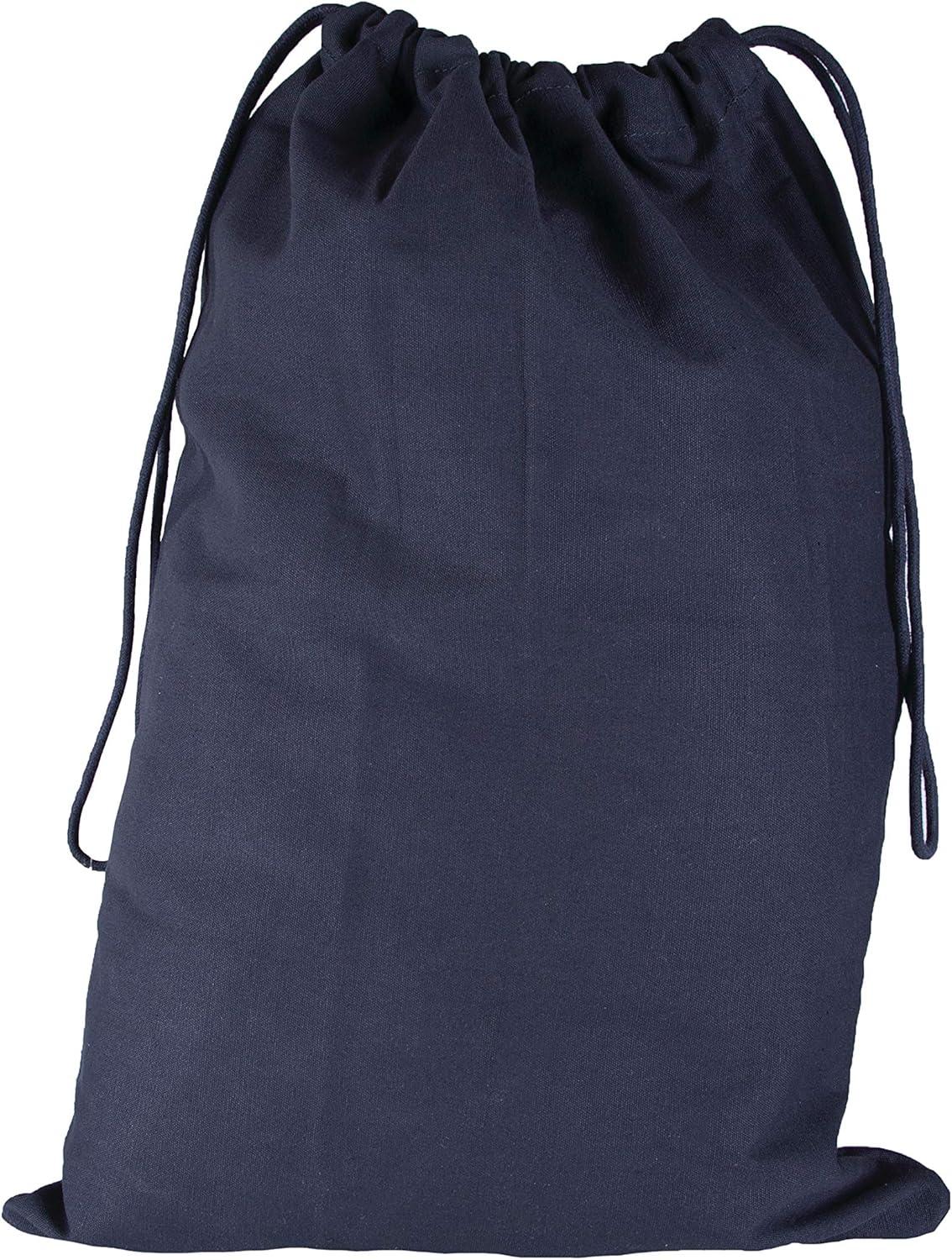 Black Heavy-Duty Cotton Canvas Laundry Bag with Drawstring