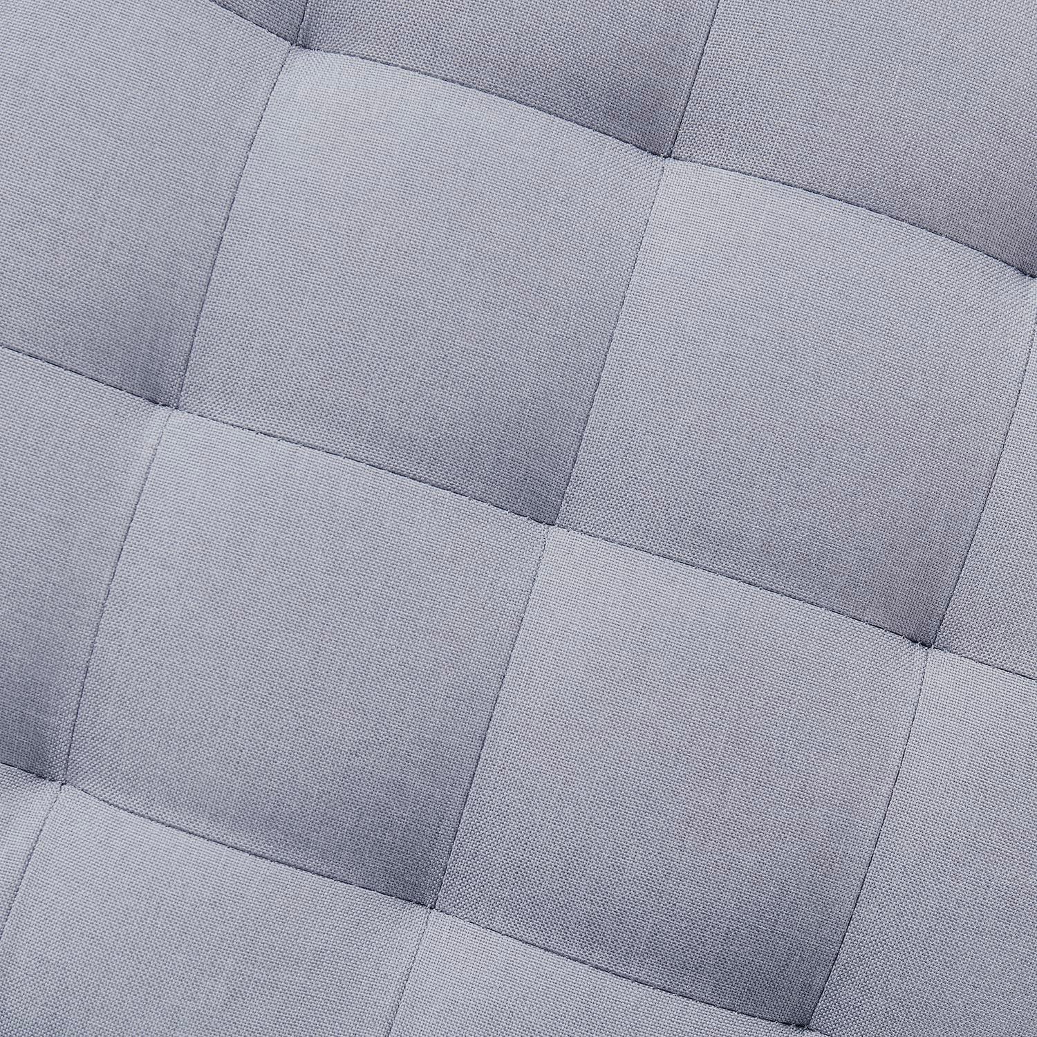 Ornavo Home Linen Upholstered Round Tufted Storage Ottoman with Wooden Legs - Gray