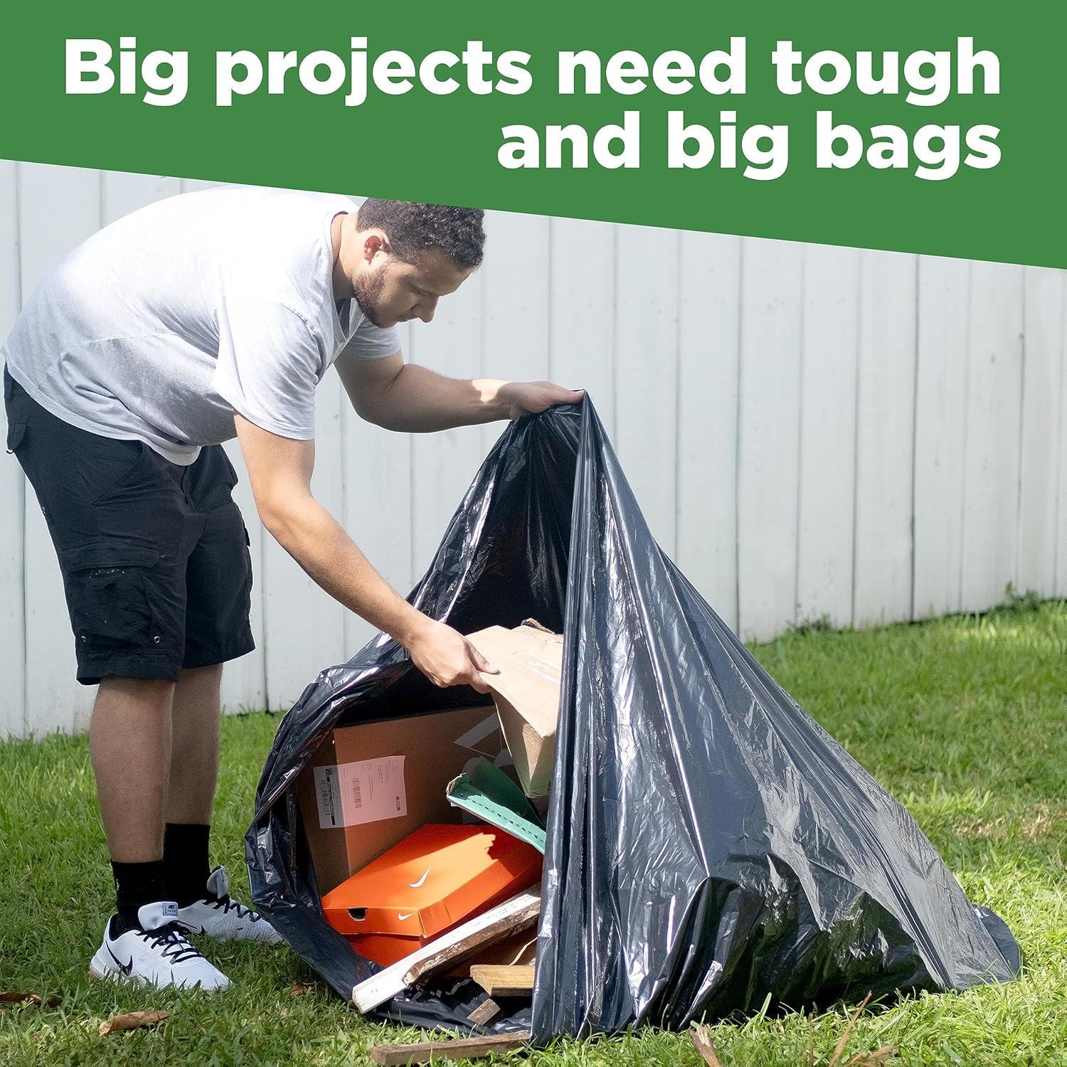 ToughBag 95-96 Gallon Trash Bags (25 Count) Heavy-Duty Trash Can Liners, 1.2 Mil Thick, 61x68" - Made In USA