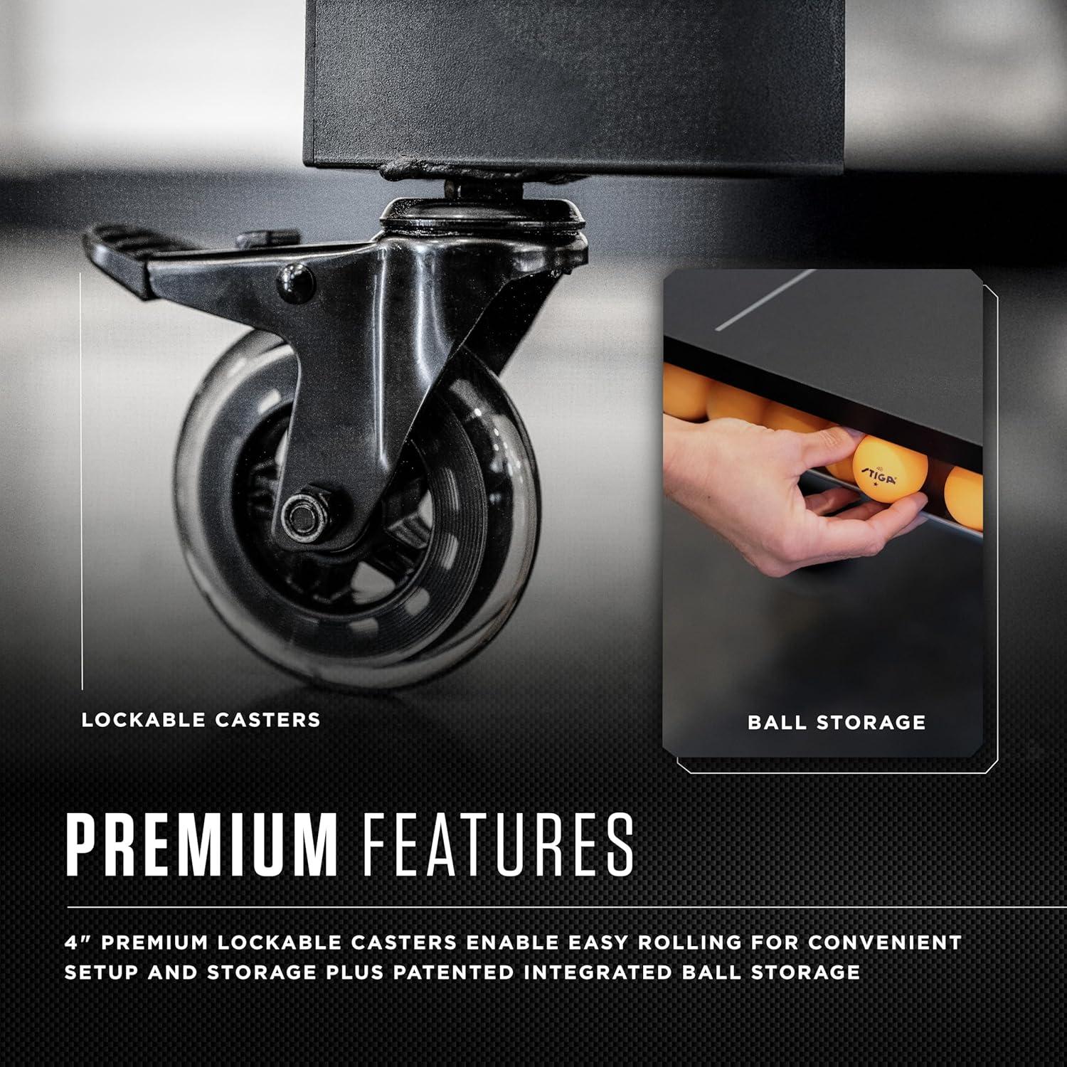 STIGA STIGA Carbon18 Table Tennis Table – 18mm Playfield - QuickPlay Assembly - Integrated Ball Storage - Tournament-Grade Net - Playback Mode