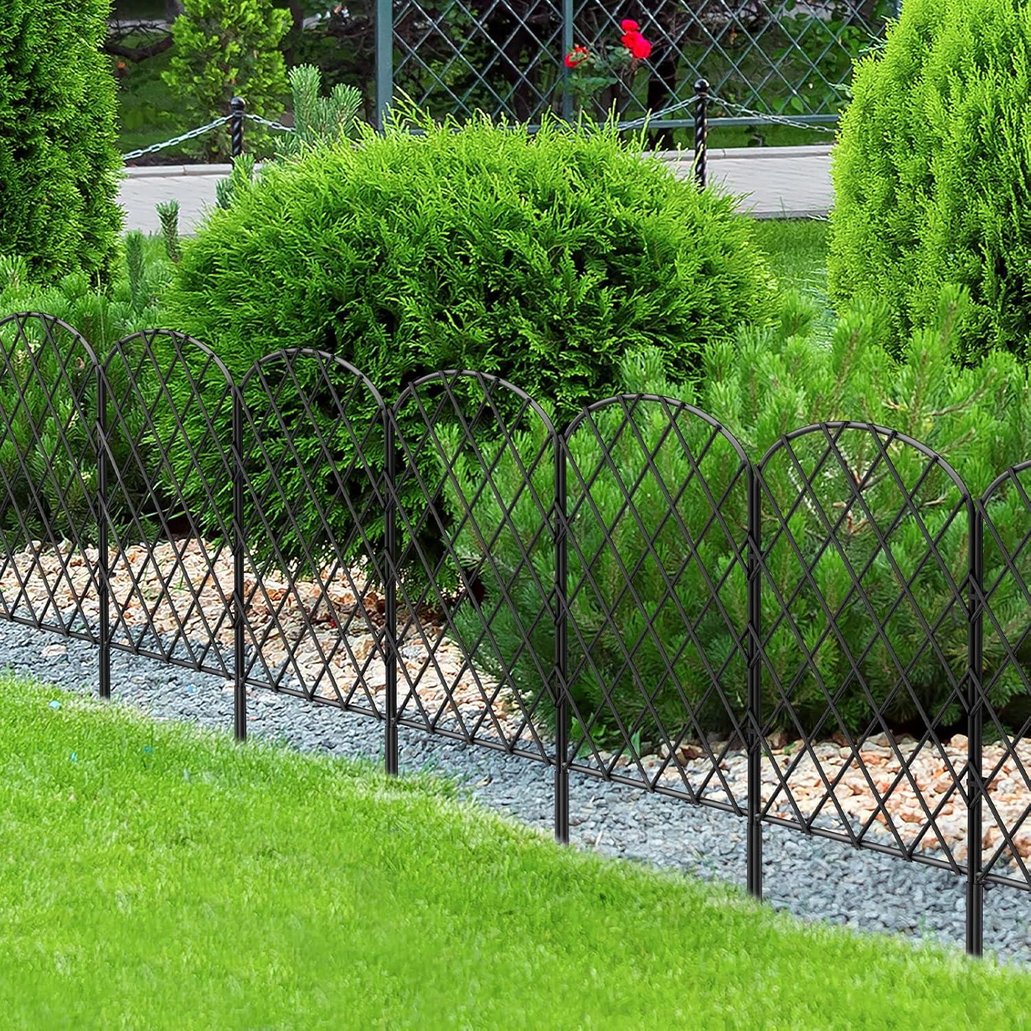 10Pcs Arched Fence 10ft x 24in Rustproof Landscape Barrier Border Garden Decor