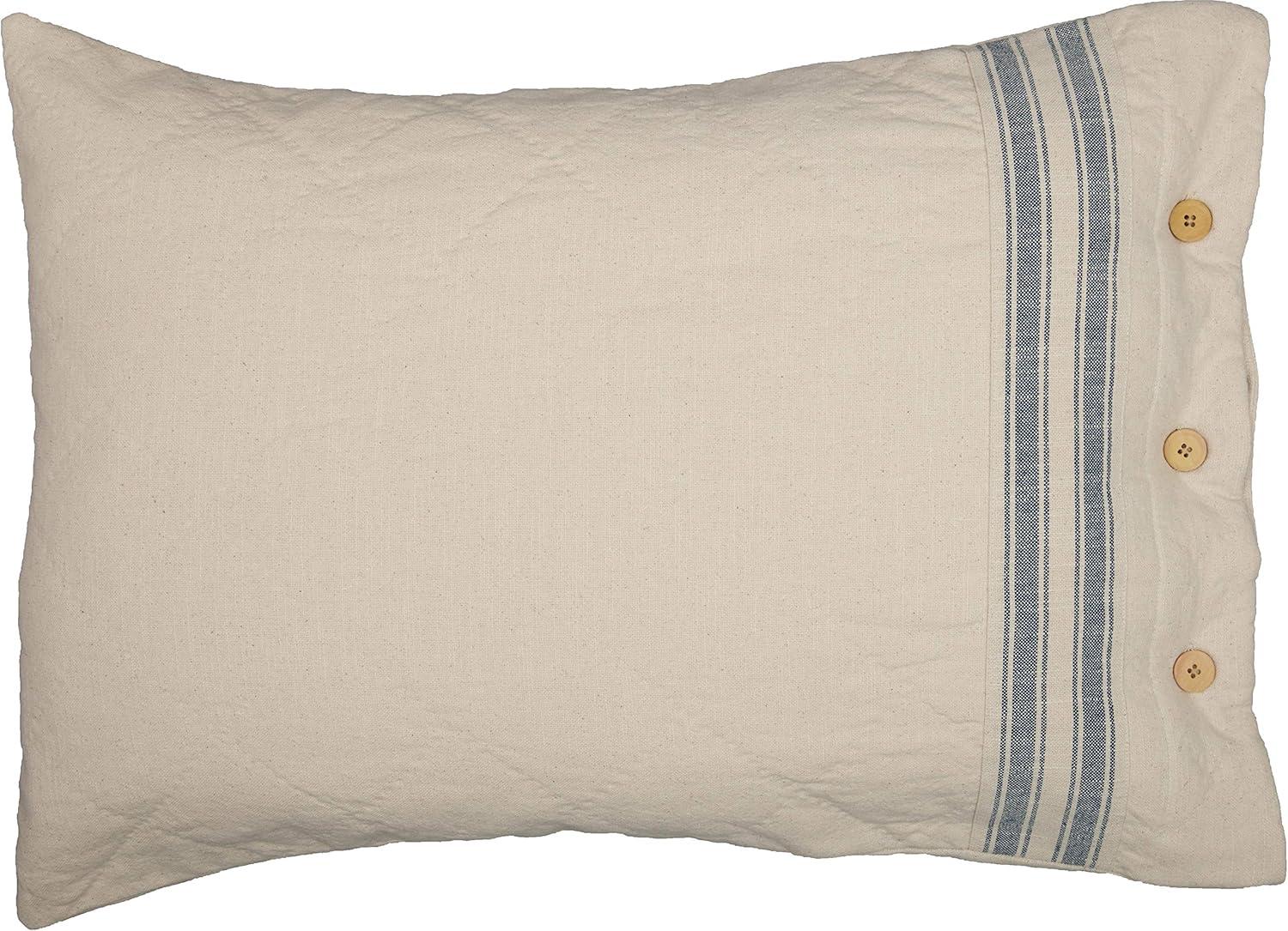 Piper Classics Market Place Blue Ticking Stripe Standard Size Pillow Sham