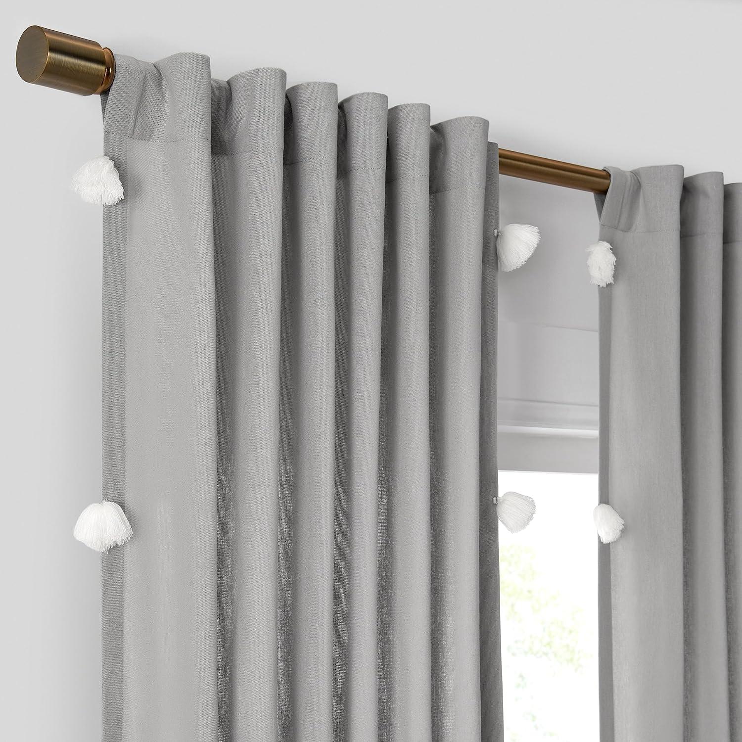 Mercantile Ardmore Solid Cotton Light Filtering Drop Cloth Rod Pocket Curtain Panel, Grey, 50 x 84