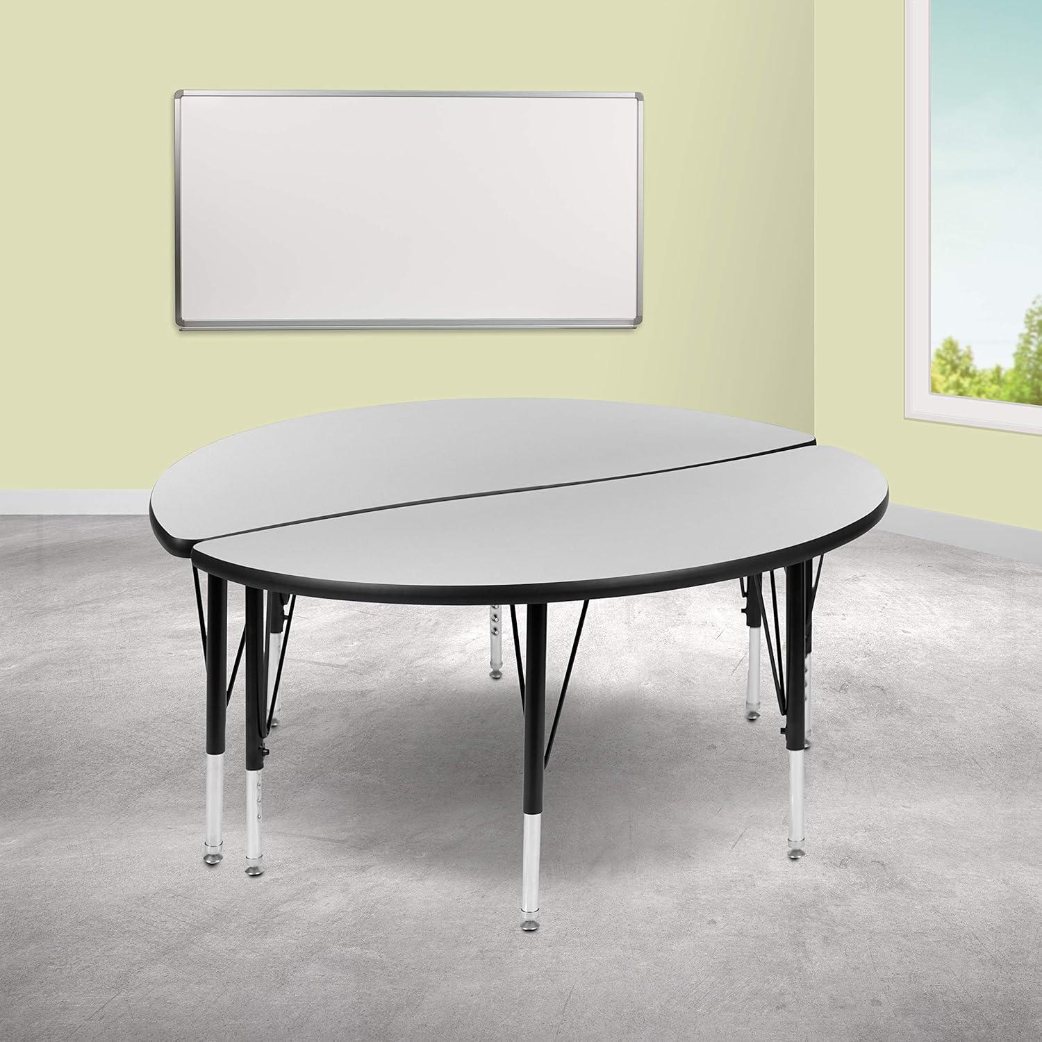 Flash Furniture Goddard Half Circle Wave Collaborative Adjustable Height Activity Table