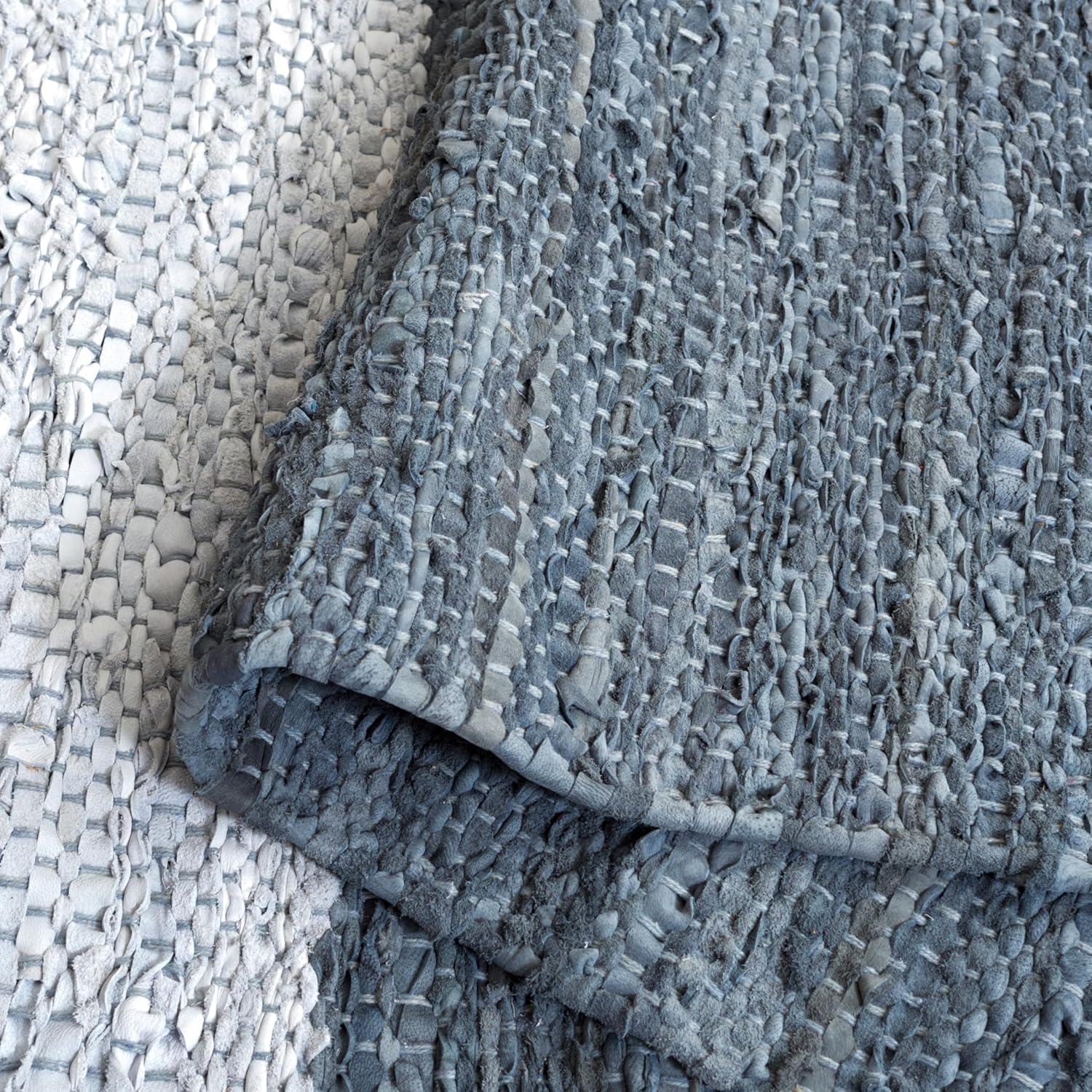 Vintage Leather VTL310 Hand Woven Indoor Accent Rug - Light Grey/Dark Grey - 2'3"x4' - Safavieh