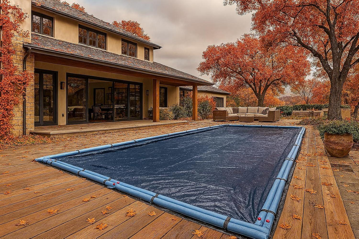 Winter Block inground Pool Laminated Polyethylene Winter Cover, Rectangular,18 x 36 ft