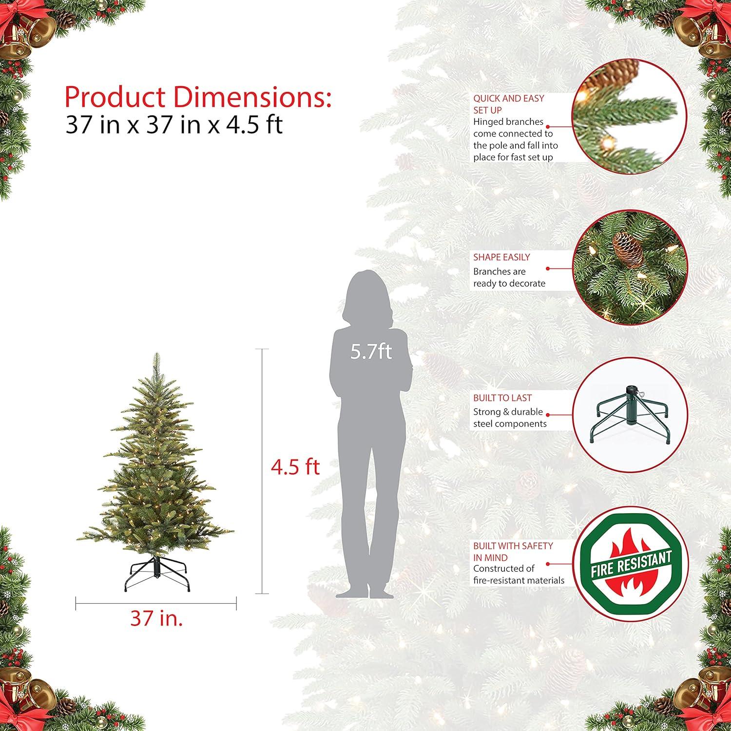 4.5-Foot Green Fir Pre-Lit Artificial Christmas Tree with Lights