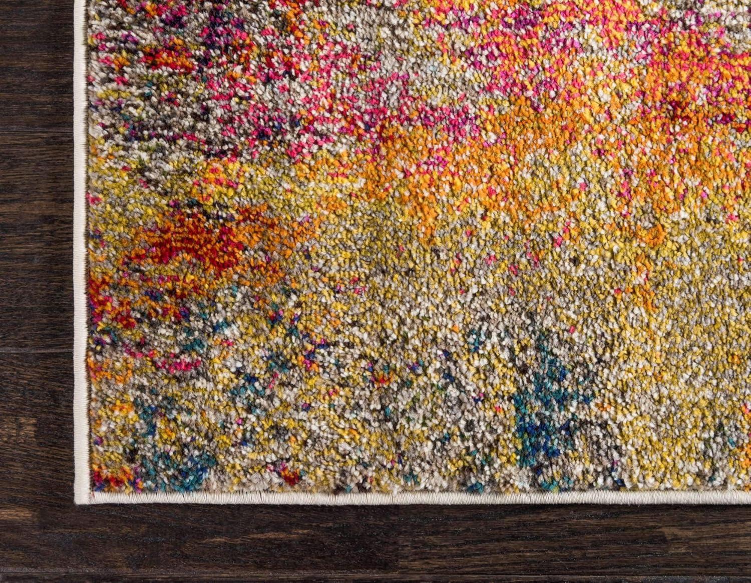 Chromatic Illusion Beige & Multicolor Abstract Indoor Rug