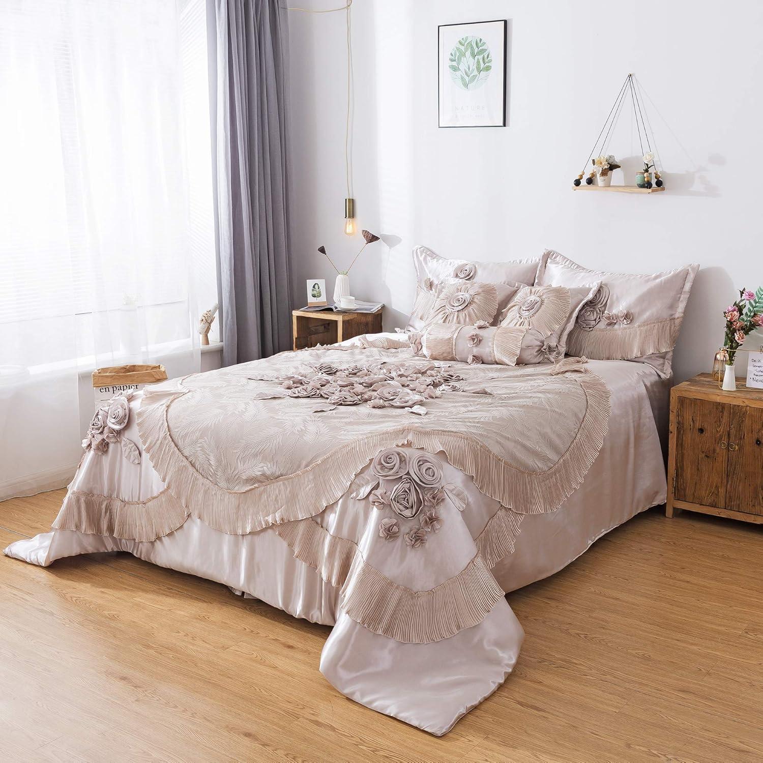 Tache Home Fashion Ferndale Modern & Contemporary Satin Floral Comforter Set