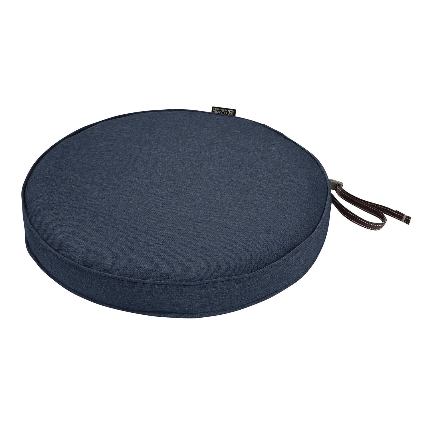 Classic Accessories Montlake Fade Safe Heather Indigo Round Outdoor Seat Cushion