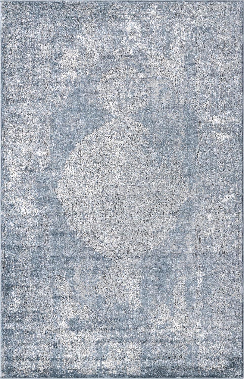 5'x8' Haze Solid Low-Pile Area Rug, Light Gray - JONATHAN Y