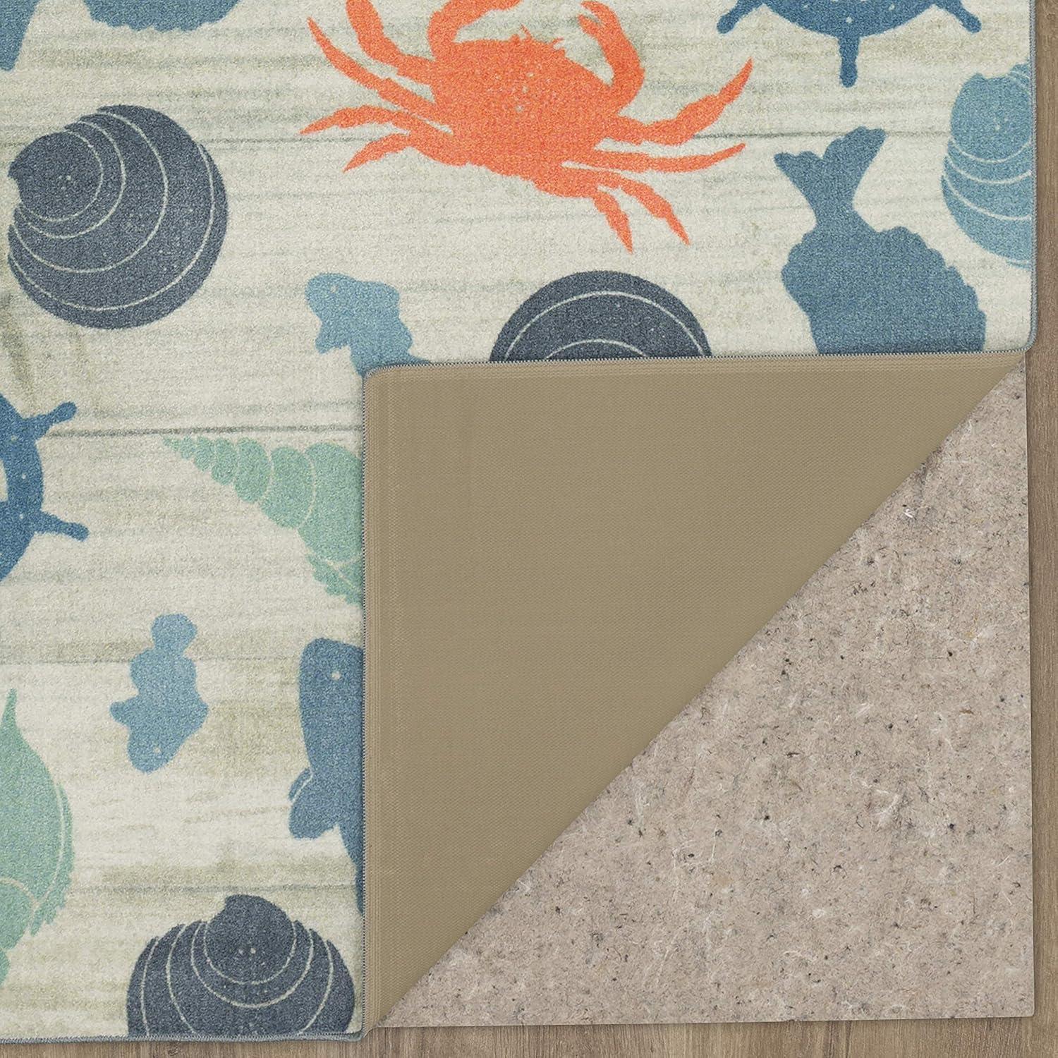 Mohawk Home Prismatic Coastal Otomi Seaside Transitional Nature Coastal Precision Printed Area Rug, 5'x8', Grey & Teal