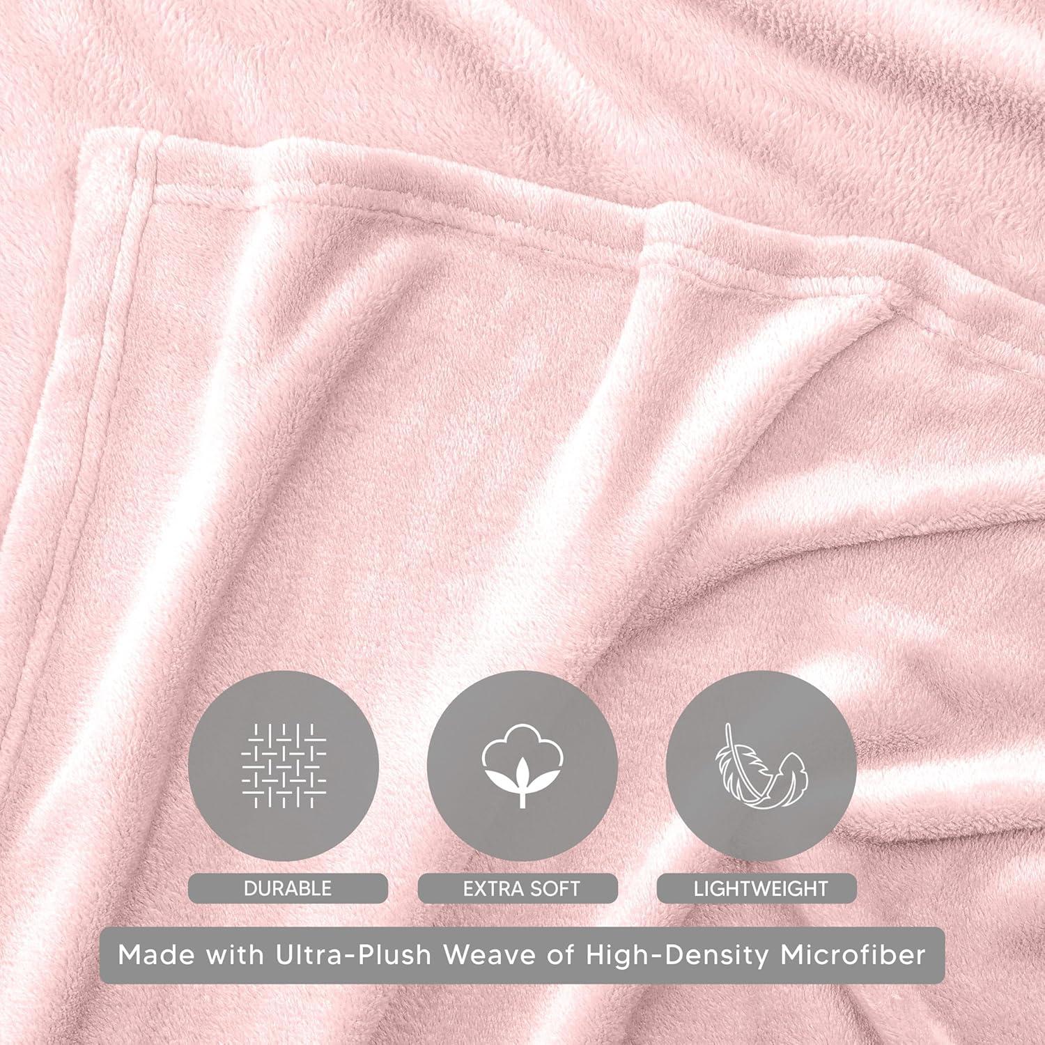 Cozy Comfort Fleece Bed Blankets Queen Size Pink - Soft Lightweight Plush Fuzzy Cozy Blanket, 90X90 inches