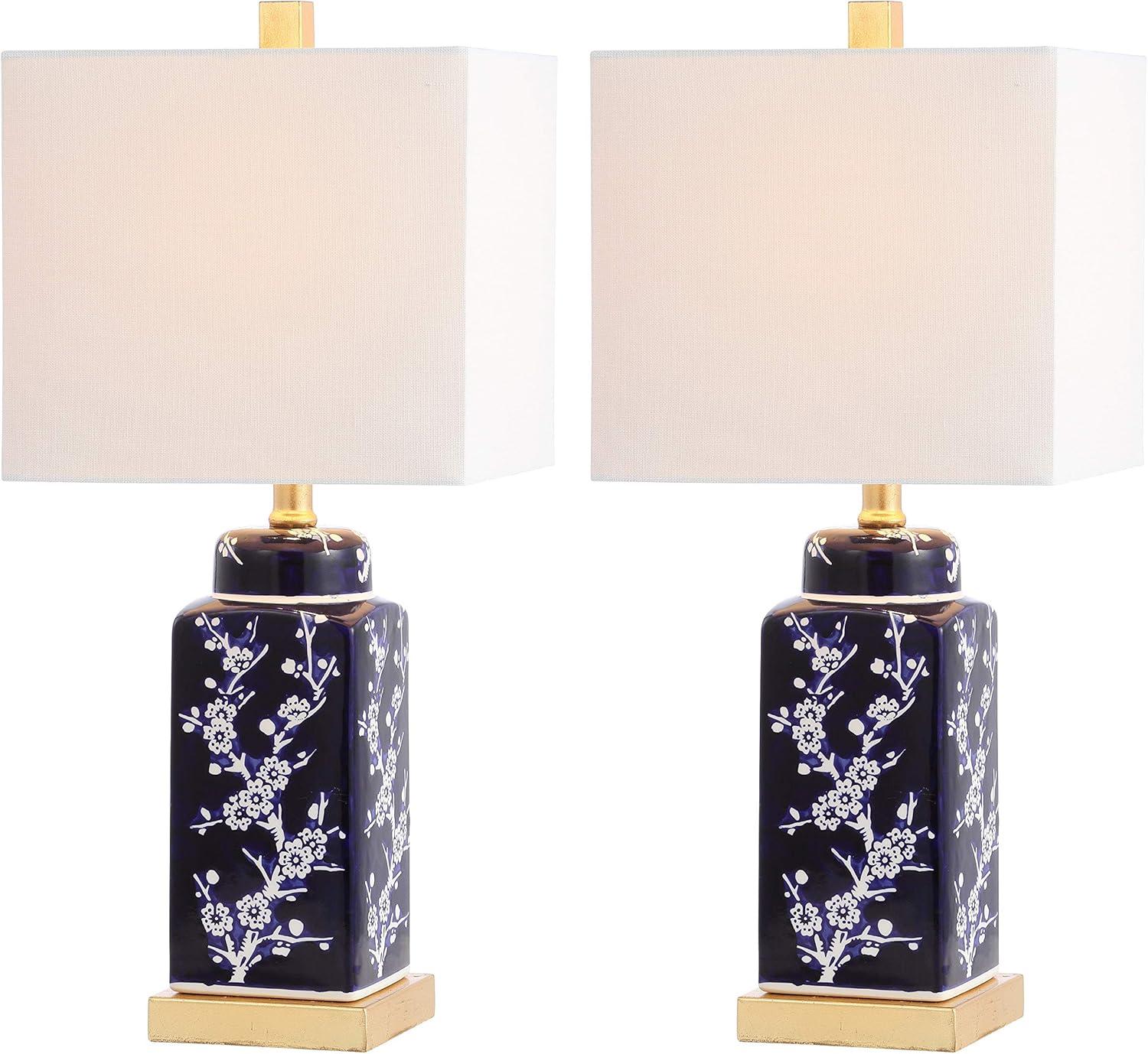 Pilar Table Lamp (Set of 2) - Navy/White - Safavieh.