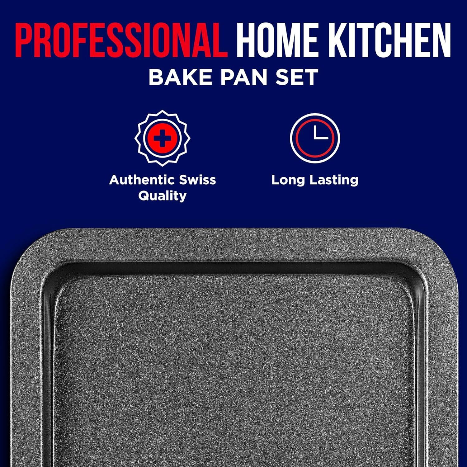 Nonstick Black Steel 3-Piece Baking Sheet Set