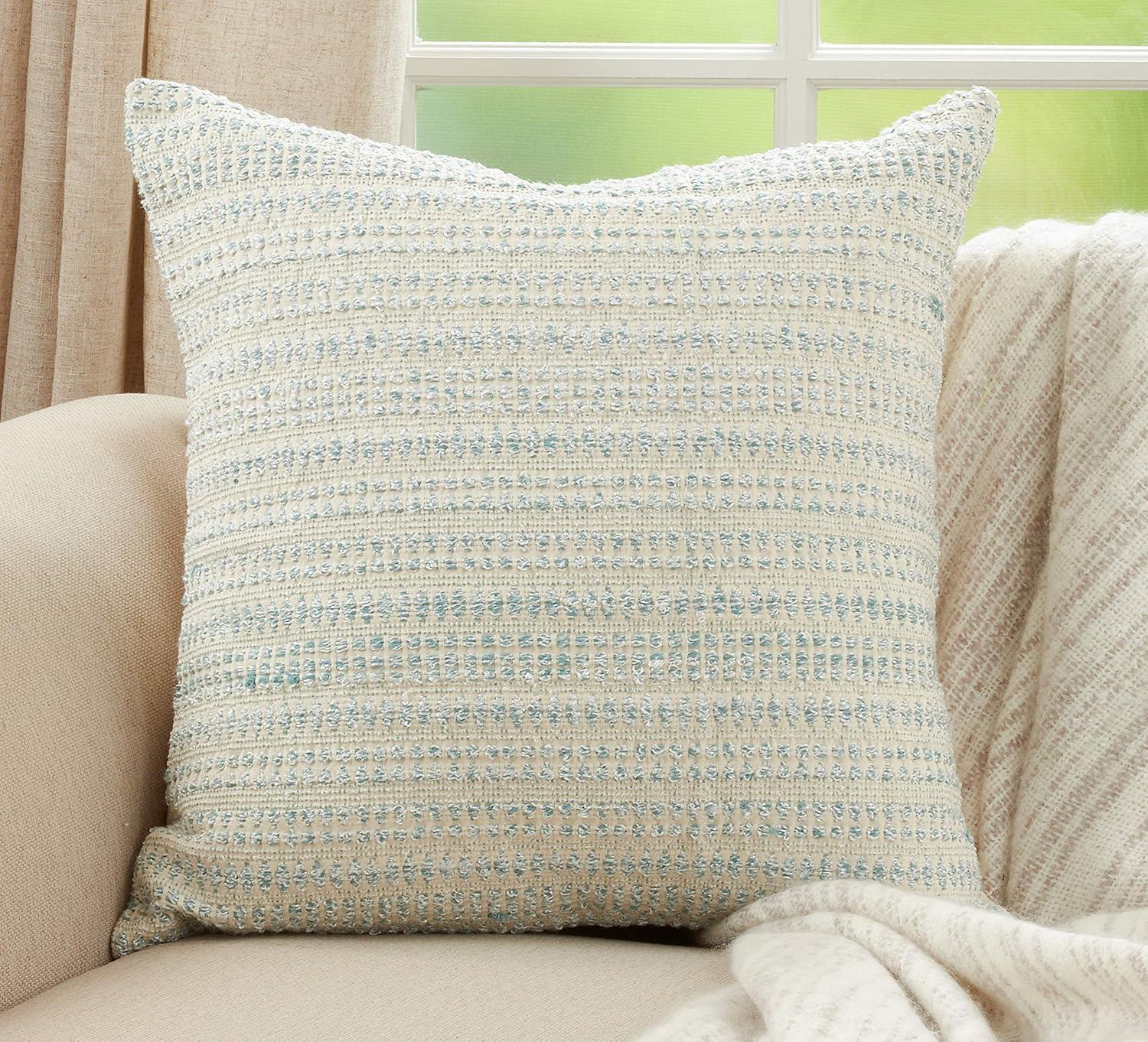 Saro Lifestyle Woven Line Throw Pillow With Poly Filling