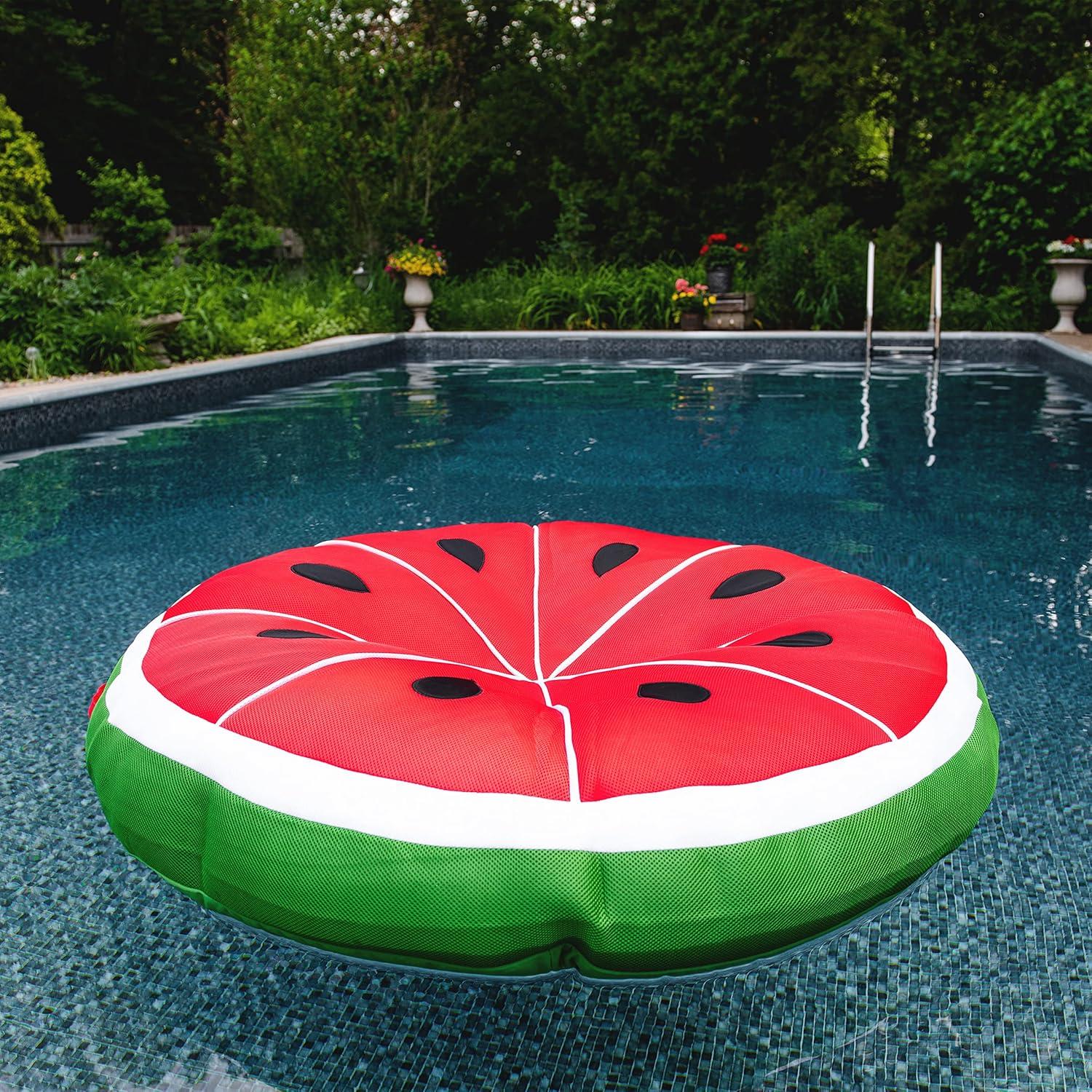 Big Joe Fruit Slice Float No Inflation Needed Pool Lounger, Watermelon Mesh, Quick Draining Fabric, 4 feet Big