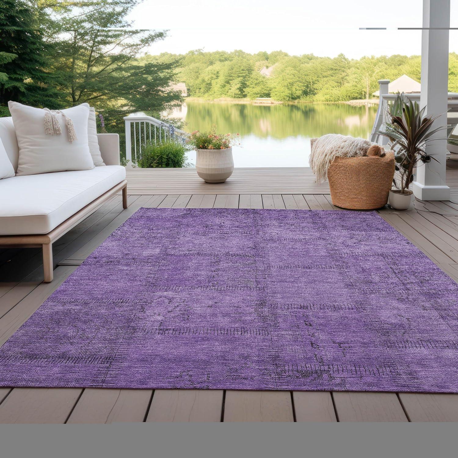 Chantille Purple Quilted Mosaic Indoor Outdoor Area Rug 3' x 5'