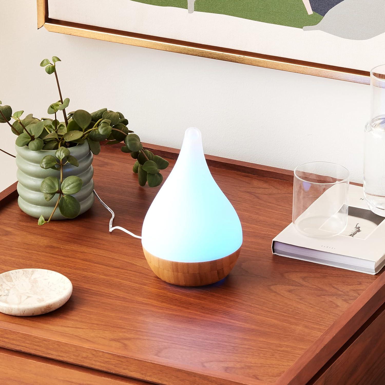 Ultrasonic Aroma Diffuser/Humidifier with Bamboo Base (Droplet)