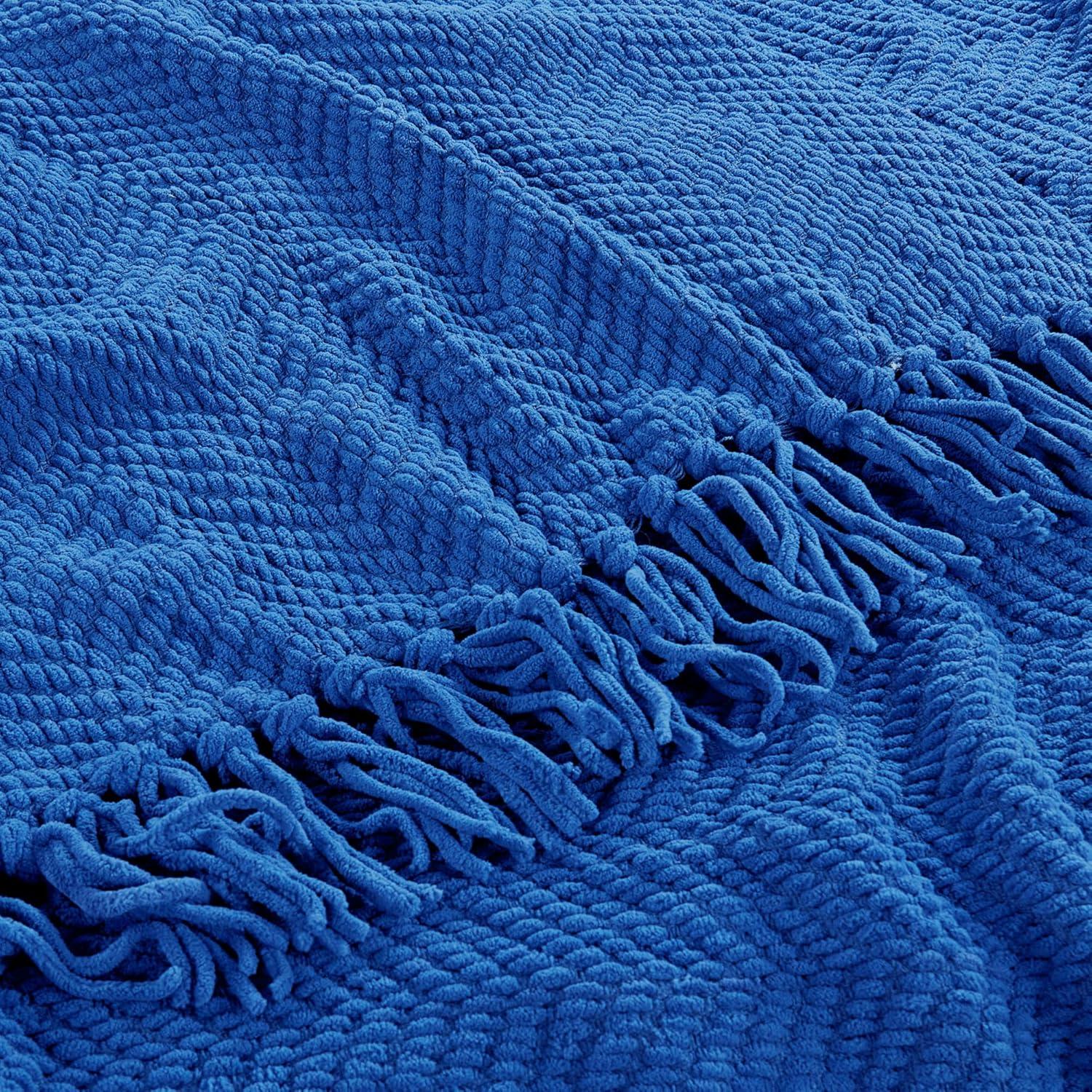 Home Soft Things Reversible Tweed Throw Blanket, Super Soft & Cozy - Snorkel Blue, 50x60"