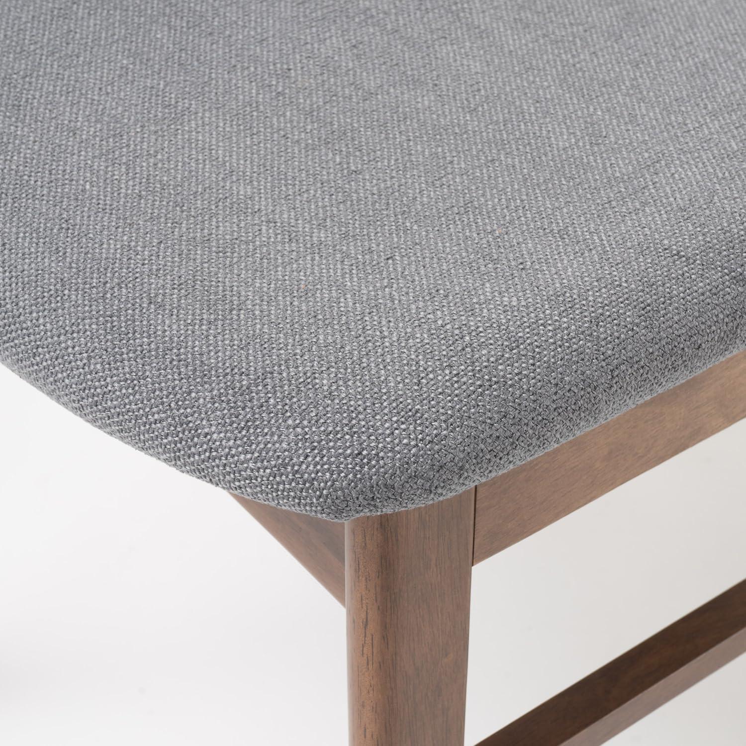 Christopher Knight Home Set of 2 Lucious Dining Chair Dark Gray/Walnut: Scandinavian Style, Rubberwood Frame, Polyester Upholstery