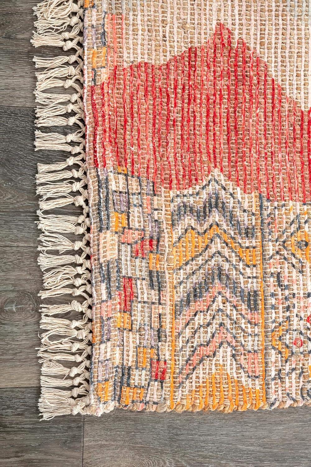Nuloom Hermina Abstract 5x8 Jute Indoor Area Rug for Dining Room Rug Neutral Rug Living Room Rug Kitchen, Multicolor/Ivory