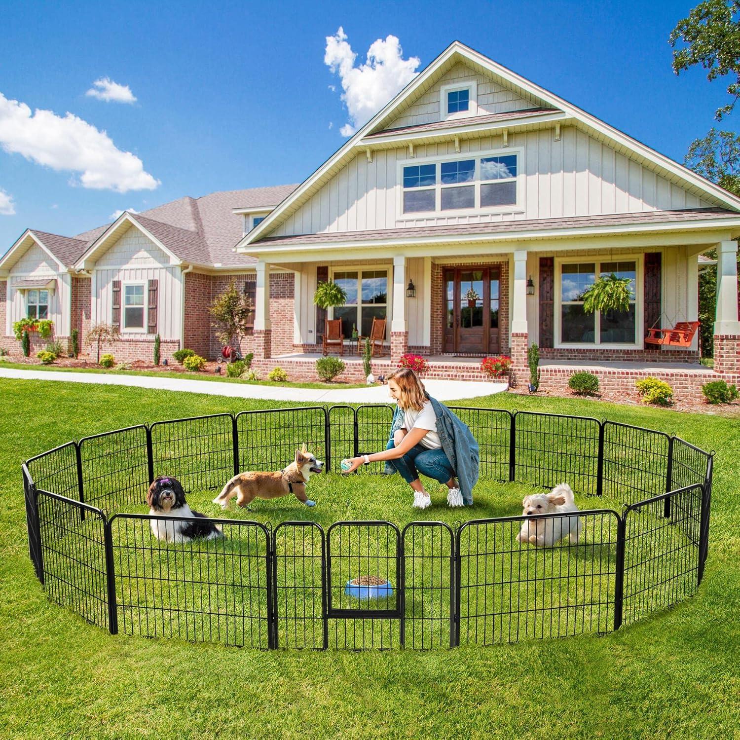 Yaheetech Dog Playpen Outdoor, 24 inch 32 Panels Dog Pen Indoor Heavy Duty Puppy Exercise Pen Metal Pet Fence for RV Camping/Yard/Garden